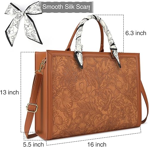Miniatura 4 de Bolsa para laptop para mujer, 15.6 pulgadas, bolsa de mano para laptop, impermeable, de cuero, para negocios, ligera, maletín de oficina, gran