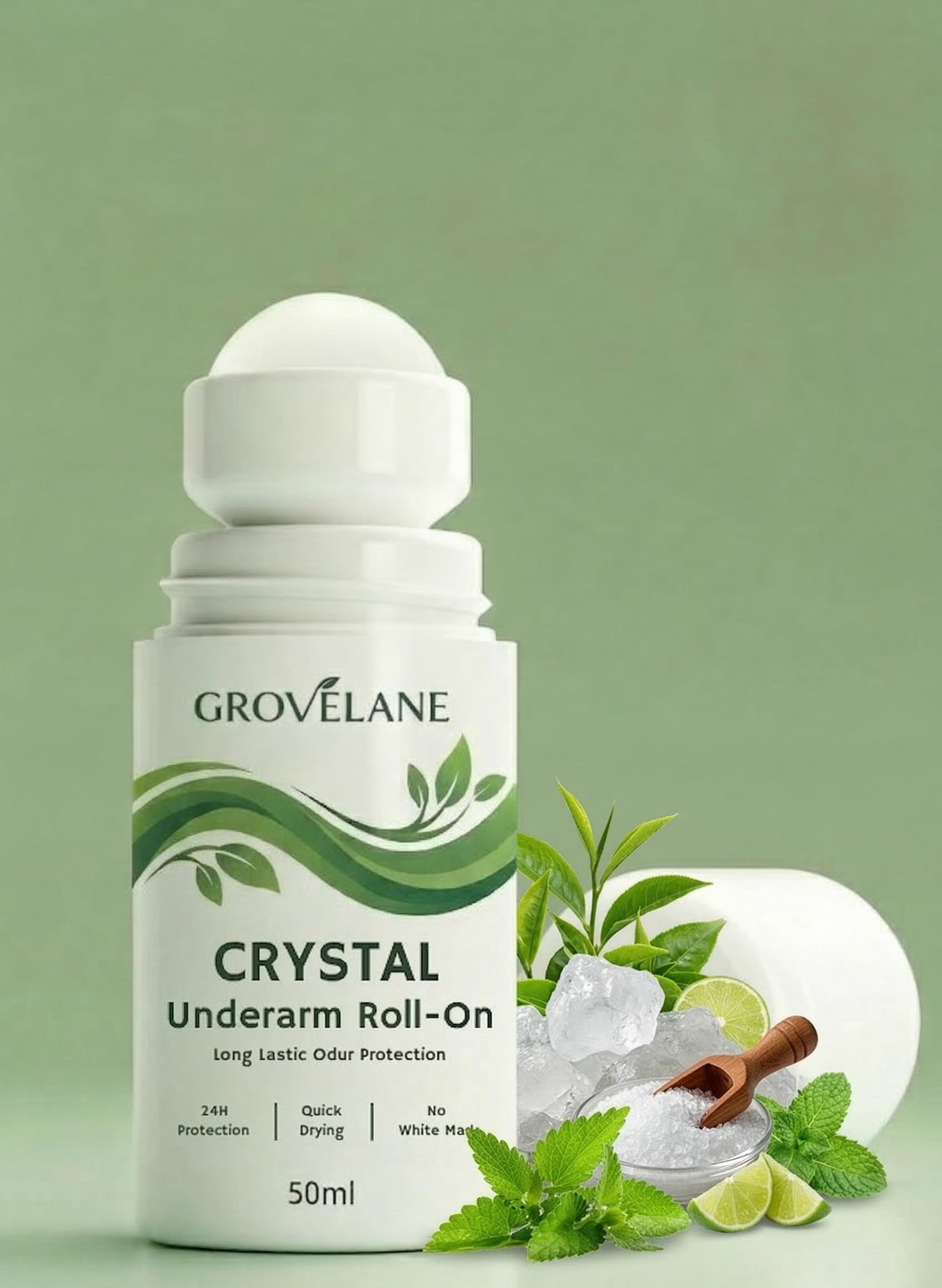 Crystal Roll On with Aloe Vera | Natural Alum | Brightens Dark Underarms, Kills Bacteria | Reduces Pigmentation, 0% Alcohol & 0% Aluminium | Men & Women-image-21