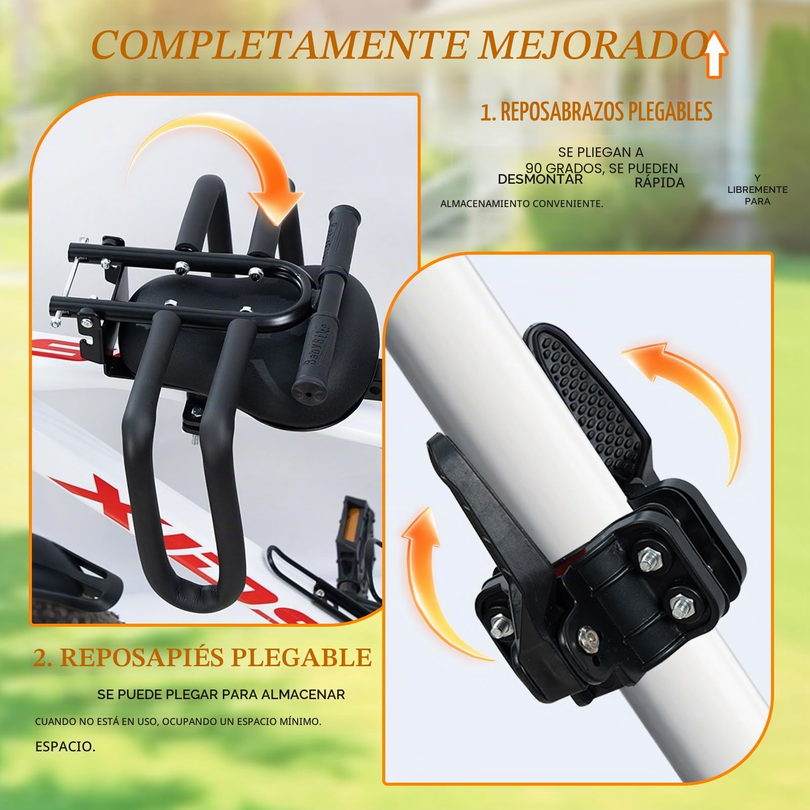 auvstar Asientos de Bicicleta Montados Delanteros para niños,Asiento Infantil para Bicicleta de Montaña,Liberación Rápida Infantil Delantero Plegable,Apto para niños de 1 a 6 años