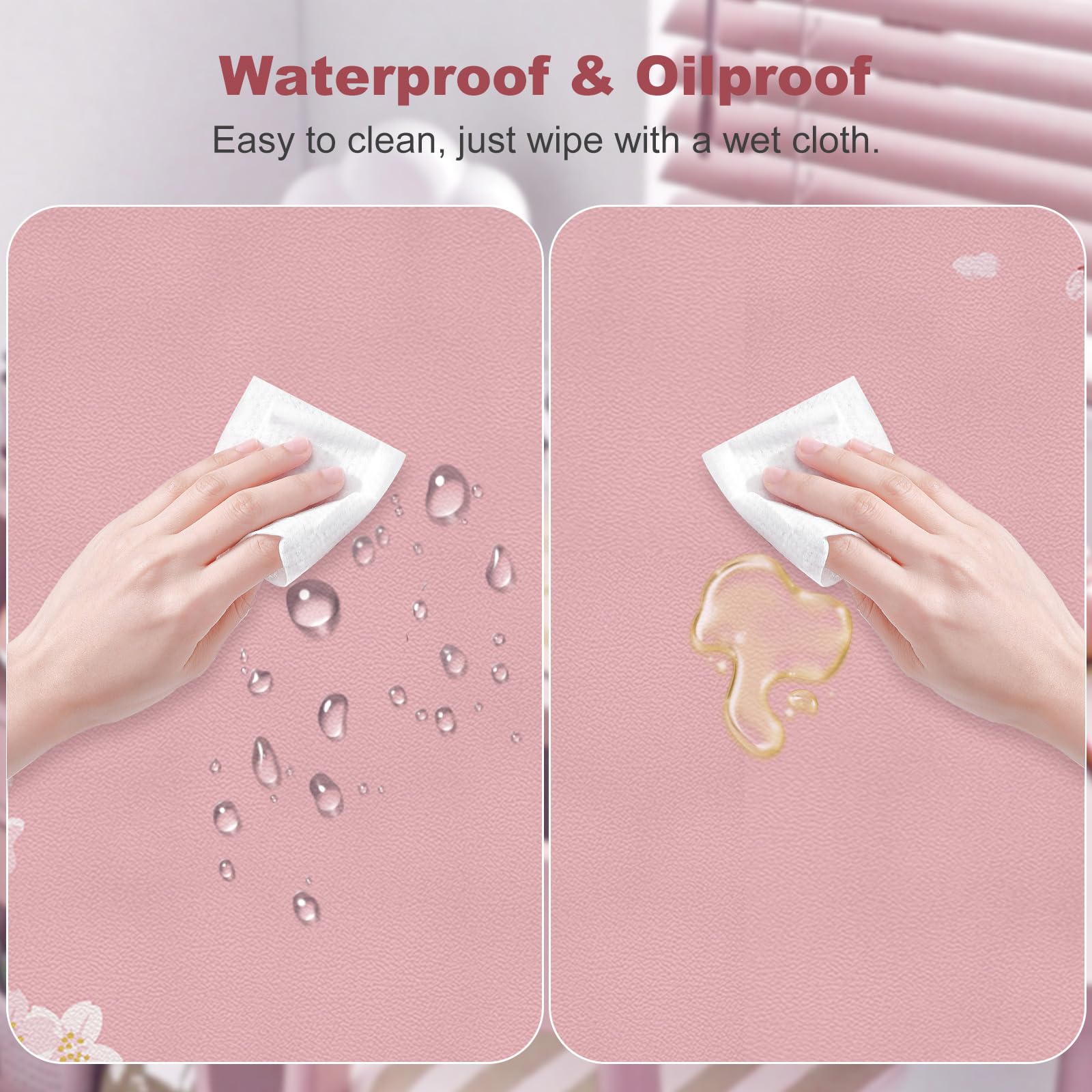 DINKY Large Leather Mouse Pad, Pink Cherry Blossoms Desk Mat for Desktop, Women Girls PVC Leather Waterproof Gaming Desk Protector Writing Pad for School Office Home 35.4" x 15.7"