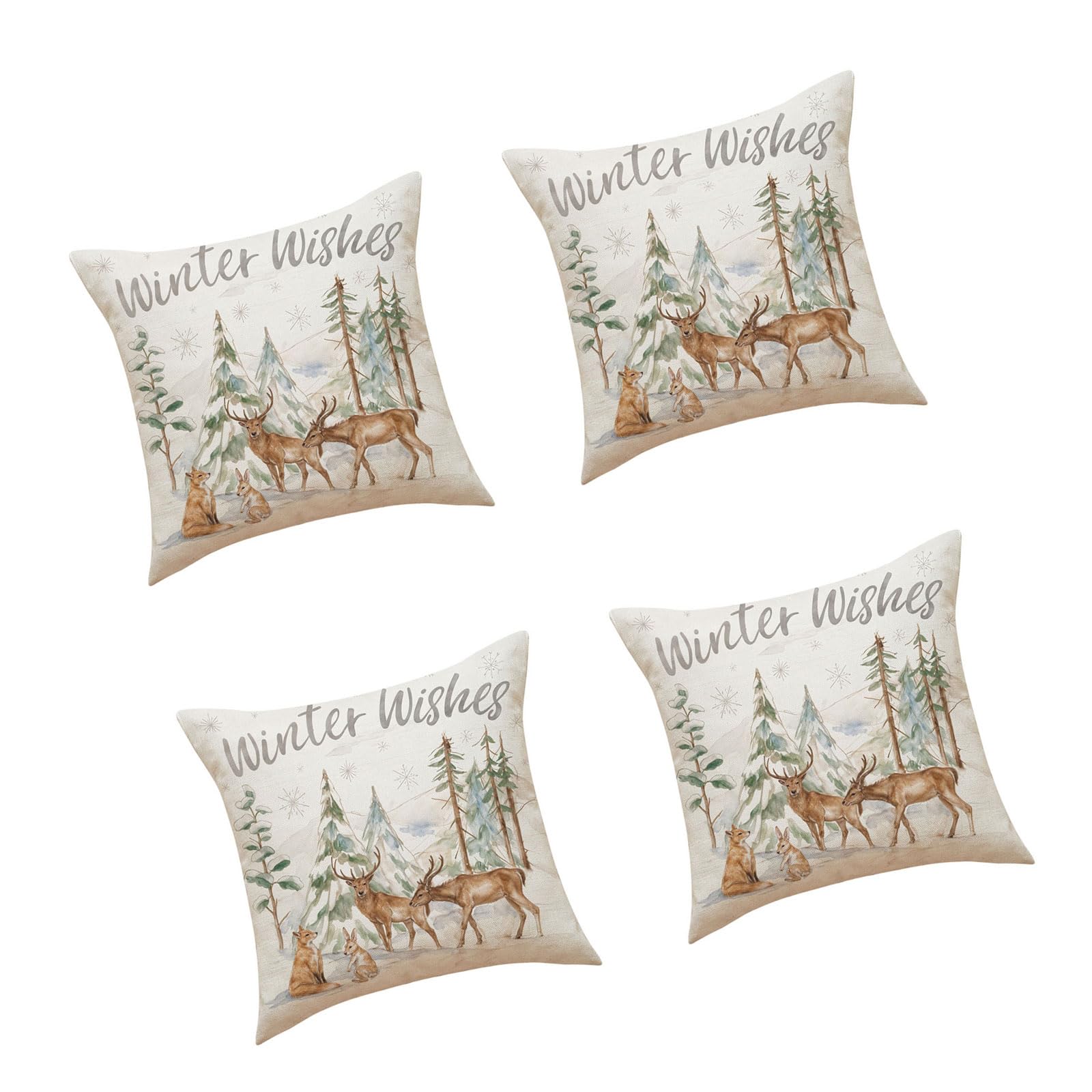 Tsophreniq Decorative Animal Antlers Cushions Covers 45x45cm Soft Cotton Linen Blend Pillowcase for Sofa Chair Animal Print Pillows