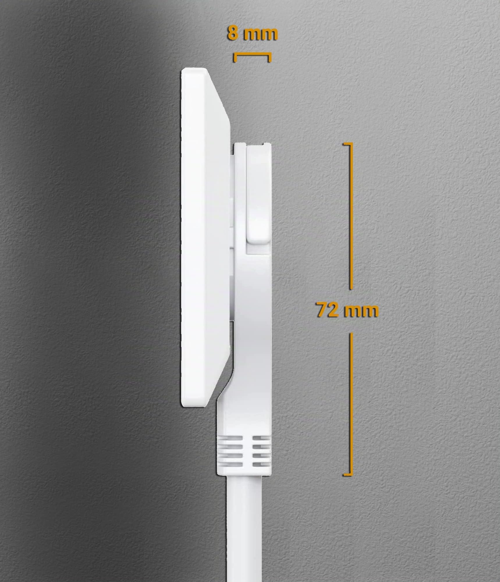MutecPower 20 Meter Verlängerungskabel mit Flachstecker Qualitäts-Kunststoff Schuko Verlängerung mit Flachstecker Schutzkontakt 90° Winkelstecker & Schutzkontaktkupplung bis 250V 16A IP20-20m weiß