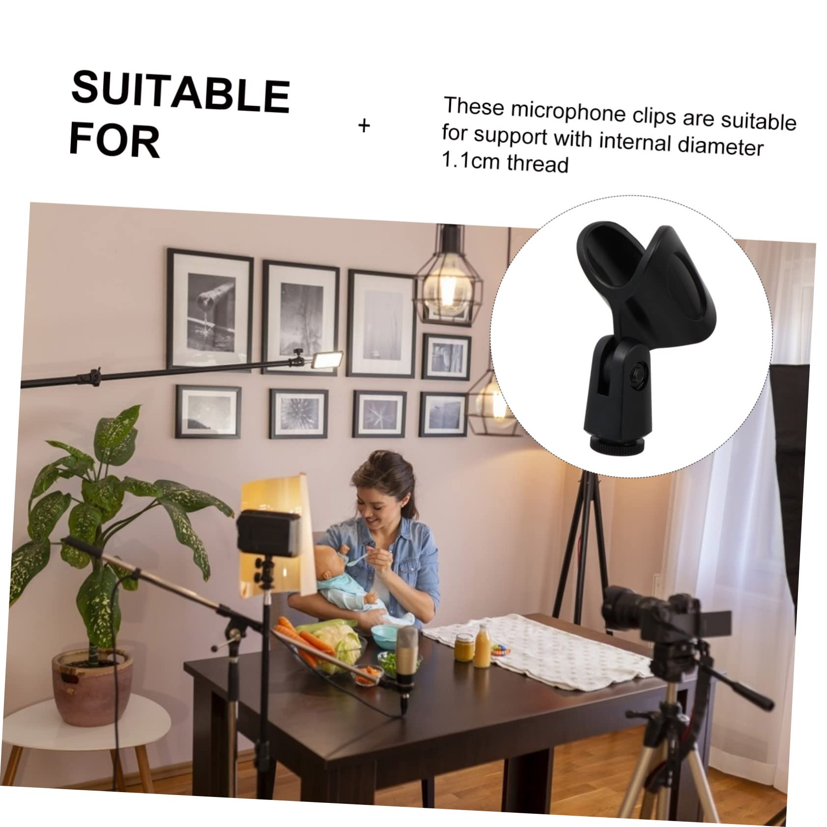 1Set Microphone Clips for Mic Stands Durable Holders for Ktv Stage Performance Fits Thread Easy Installation Black