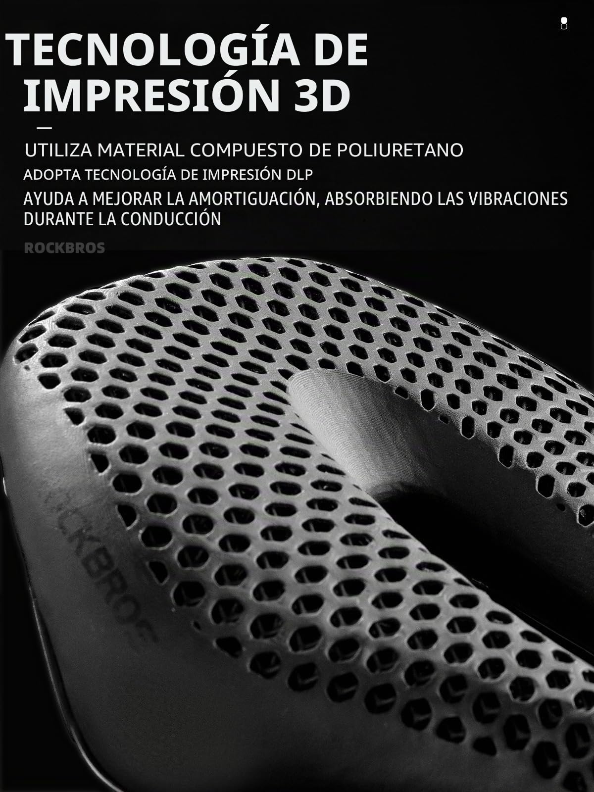 ROCKBROS Sillín de Bicicleta Impreso en 3D Cómodo Sillín Bicicleta Cómodo Asienro Ergonómico para MTB Bicicletas de Carretera