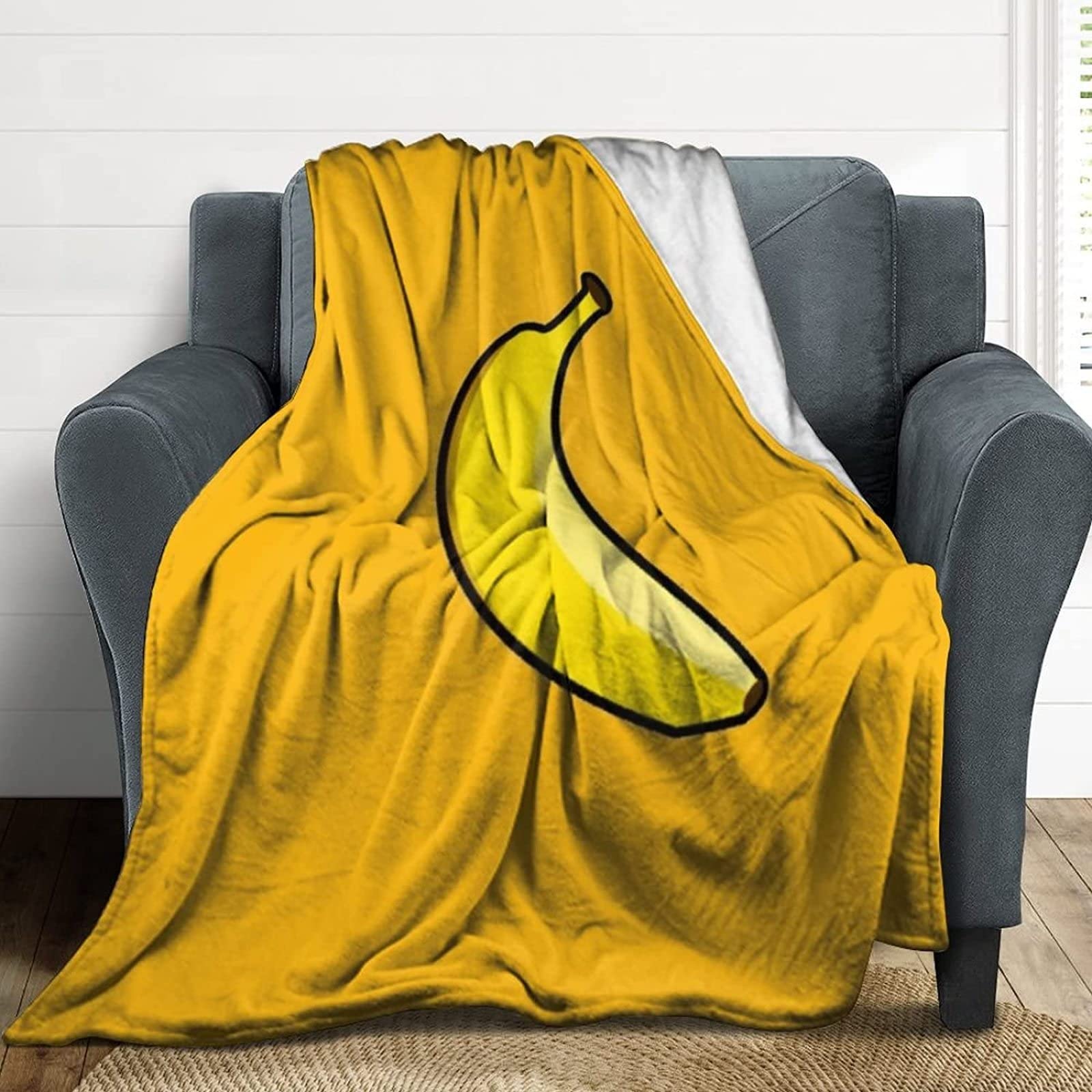 Darani Flanelldecke Mit Bananen-Motiv – Superweiche Überwurfdecke Für Sofa & Bett, 80x60 Cm