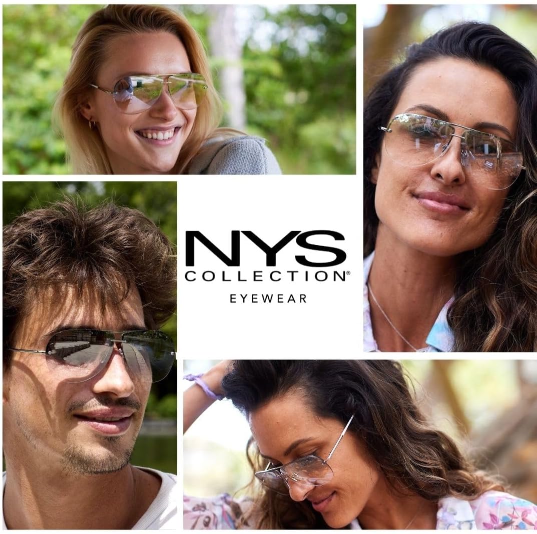 NYS Collection Aviator Sunglasses for Women & Men Medium Fit Thin Metal Frame Gradient Mirror Lenses with 100% UV Protection - Image 3