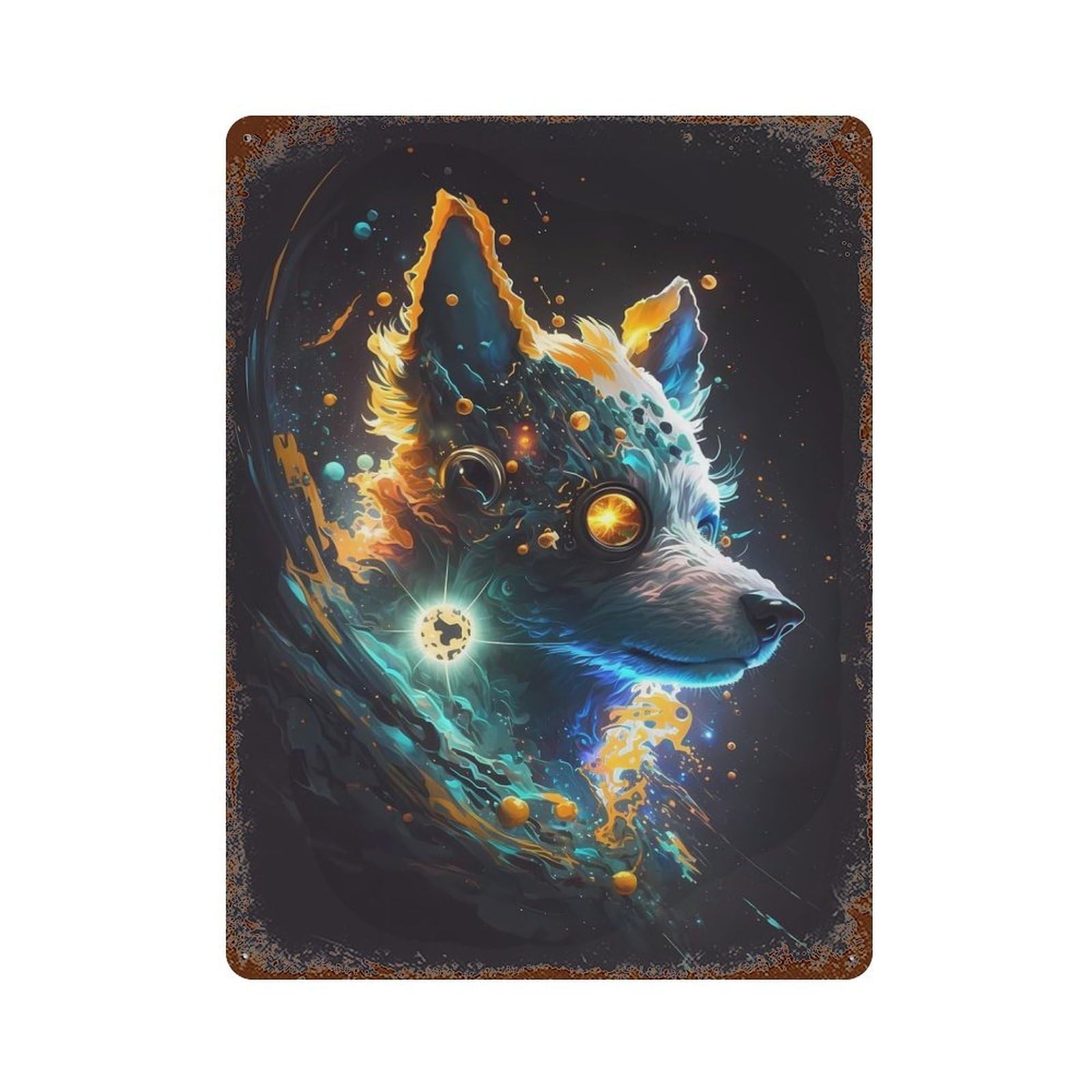 Garage Style Jack Russell Terrier Dog Aged Metal Wall Plaque 15.7"x11.8", Decorative Metal Wall Art for Bar And Workshop