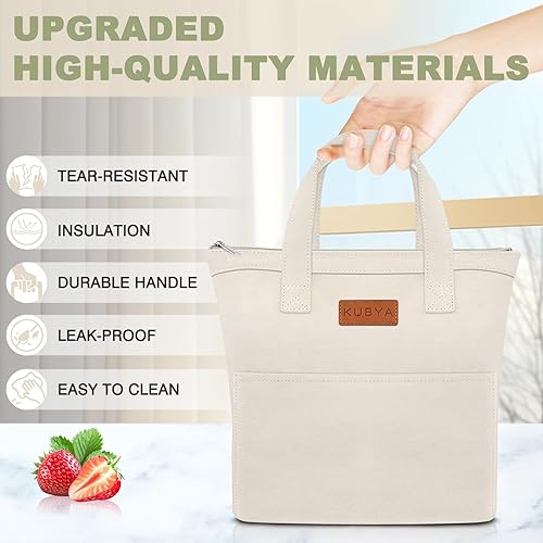 Miniatura 3 de KUBYA Lonchera para mujeres, hombres, adultos, simple, reutilizable, aislada, de gran capacidad, lindas bolsas de almacenamiento de alimentos para