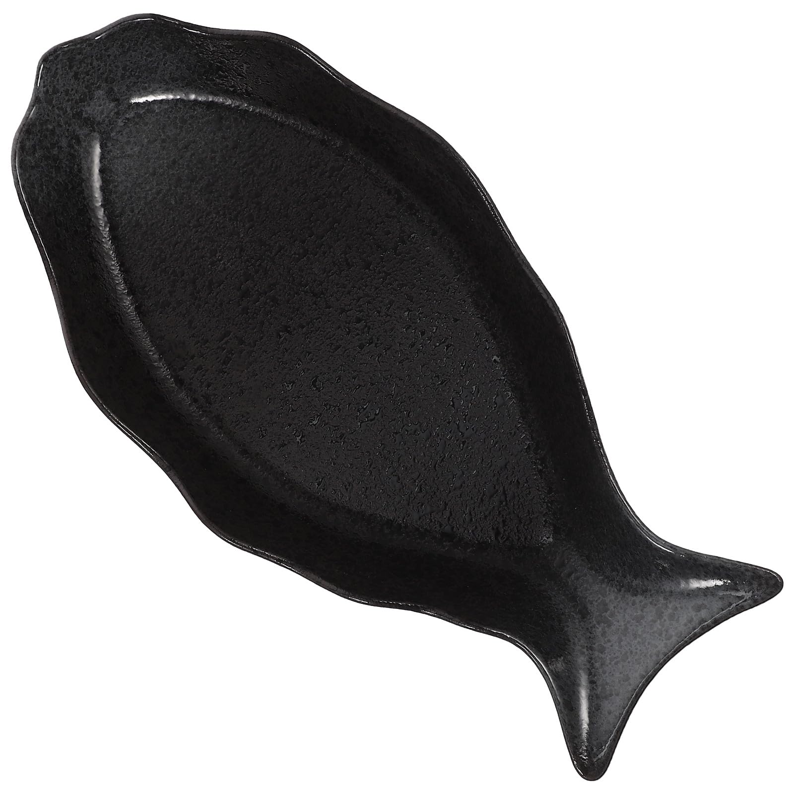 Placa Cerámica Japonesa para Servir Pescado Plato Grande con Diseño Elegante Negro Bandeja Resistente y Fácil de Limpiar para Hogar Restaurante y Hotel