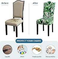 Vista 125 de Juego de 6 fundas elásticas para sillas de comedor, extraíbles y lavables, para sillas de comedor, hotel, ceremonia