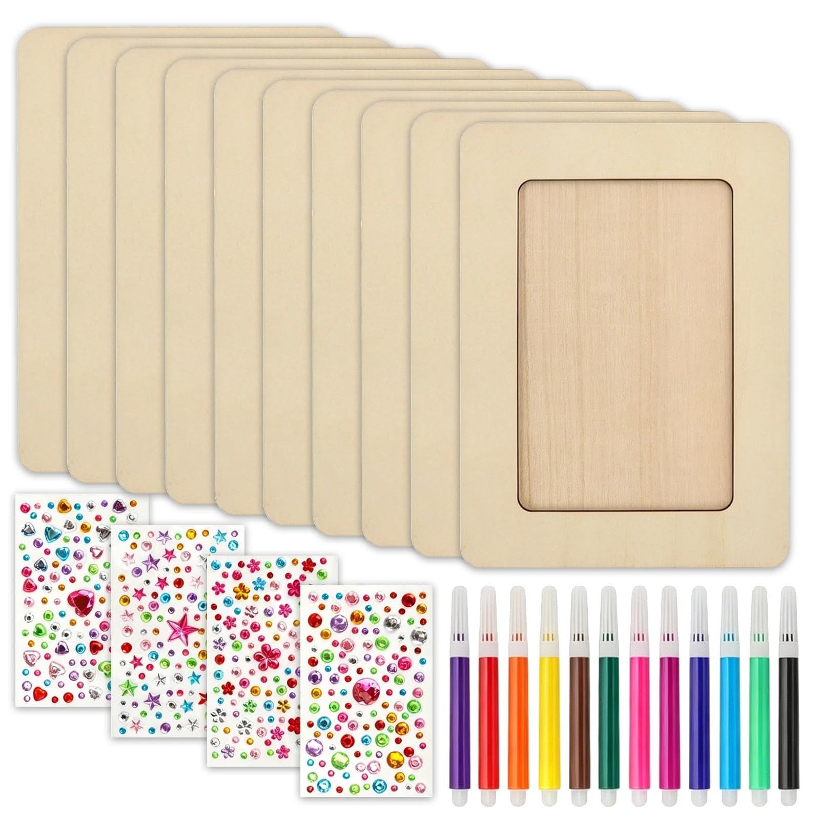26 Pcs DIY Wooden Picture Frame Craft Kit for Decorate Paint Photo Frames