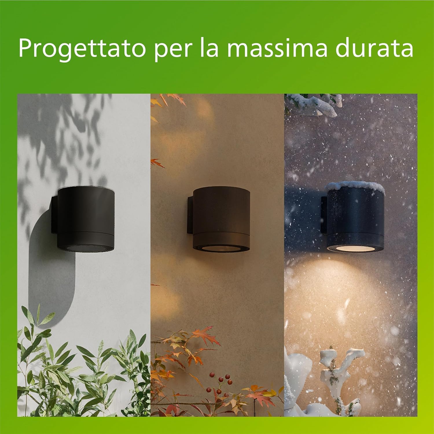 Philips Fylx Applique da Esterni + Lampadina LED GU10, Luce Bianca Calda, Resistente a Intemperie IP44, Durevole, Alluminio, Design Moderno, Nero