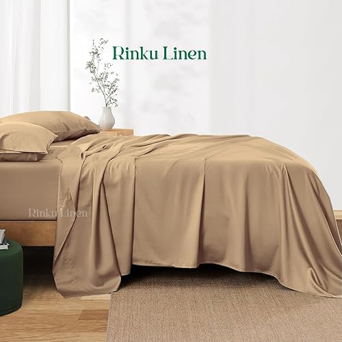 Miniatura 8 de Rinku Linen Juego de sábanas de algodón egipcio de 600 hilos, 6 piezas, para colchones de hasta 15 a 18 pulgadas, tamaño Queen, rayas negras