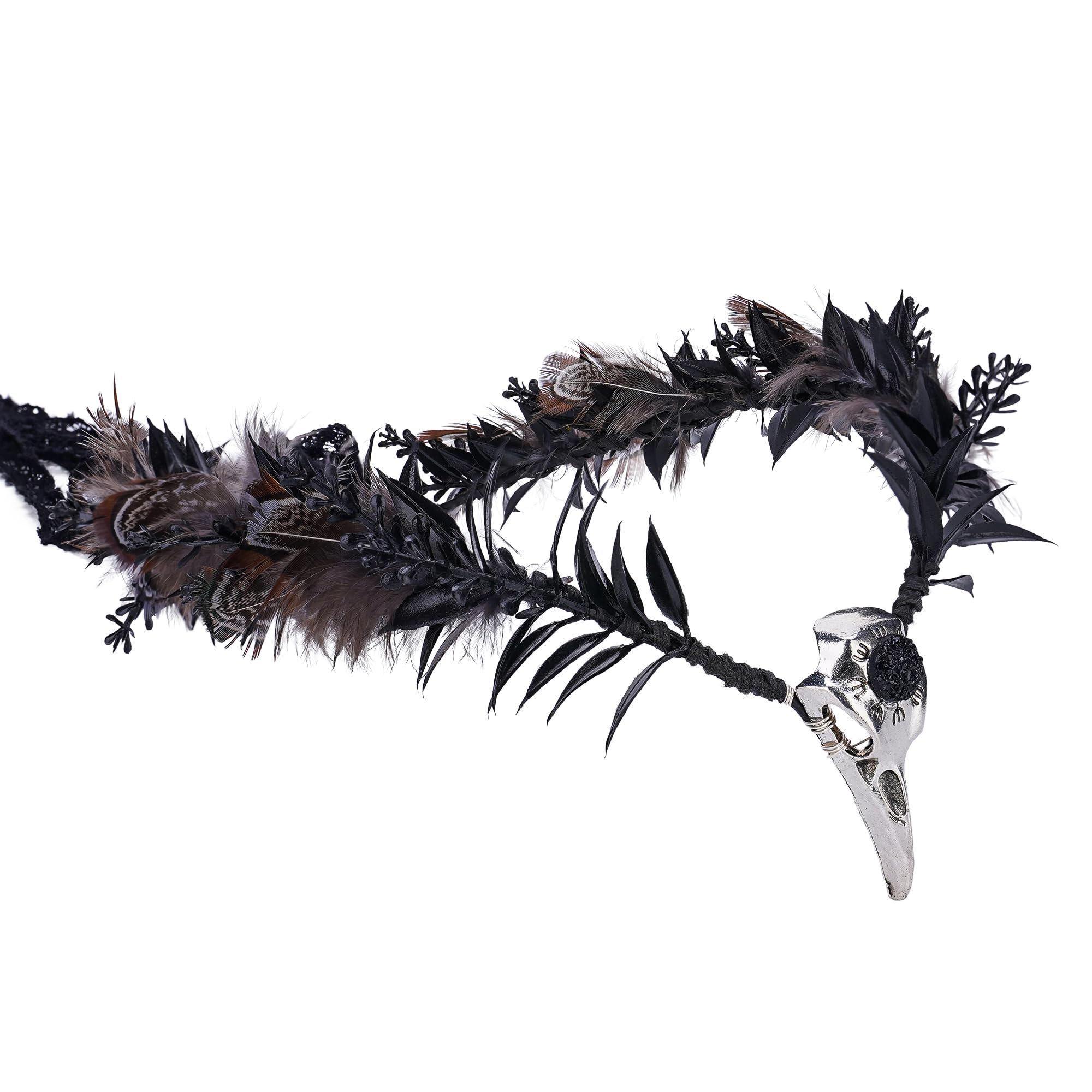 MOSTORY Gothic Raven Crown for Renaissance Costume Women, Black Elf Headpiece with Feather for Halloween Photo Shoot Witch Cosplay Accessories Festival Outfit โ image 1