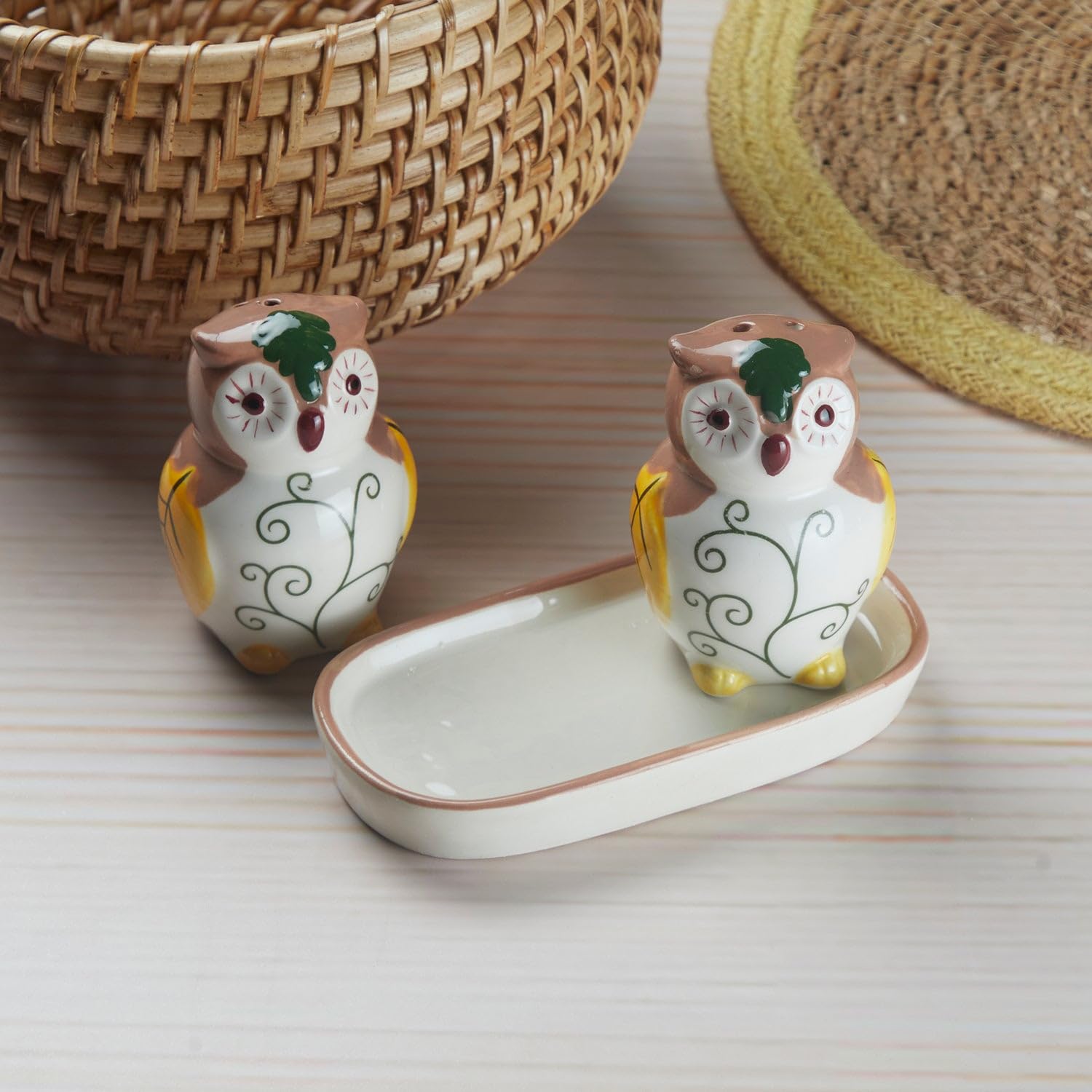 Kookee Ceramic Salt Pepper Set with Tray for Dining Table | Multicolor (10286) — Amazon image 6