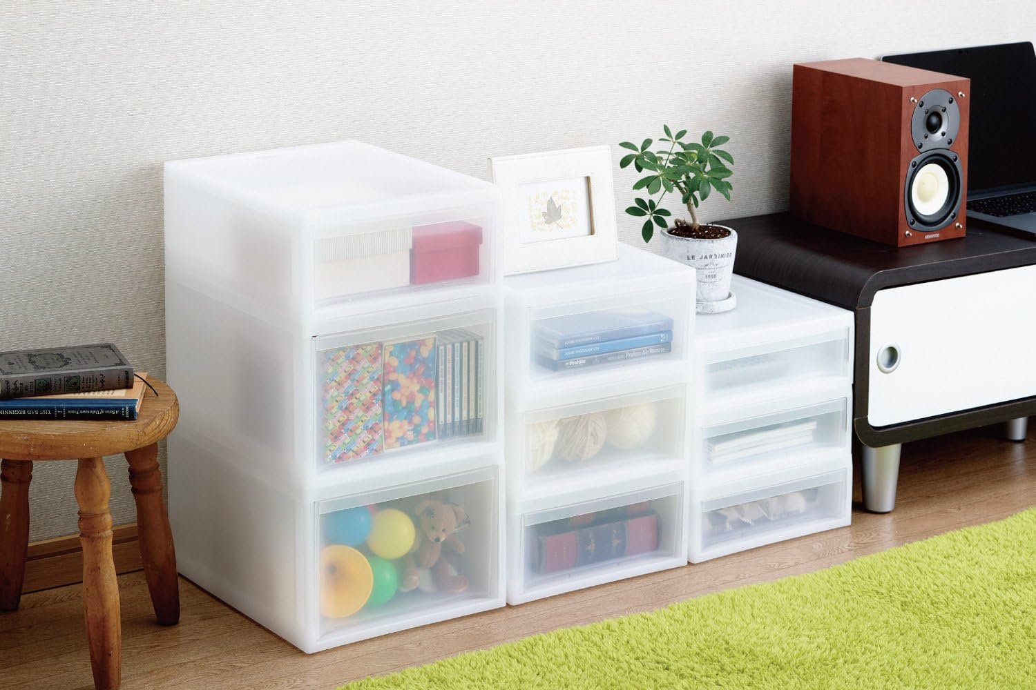Squirrel Storage Case, Drawer, A4, Letter Case, White, S, Width 11.2 x Depth 14.0 x Height 4.1 inches (28.3 x 35.5 x 10.6 cm), Made in Japan