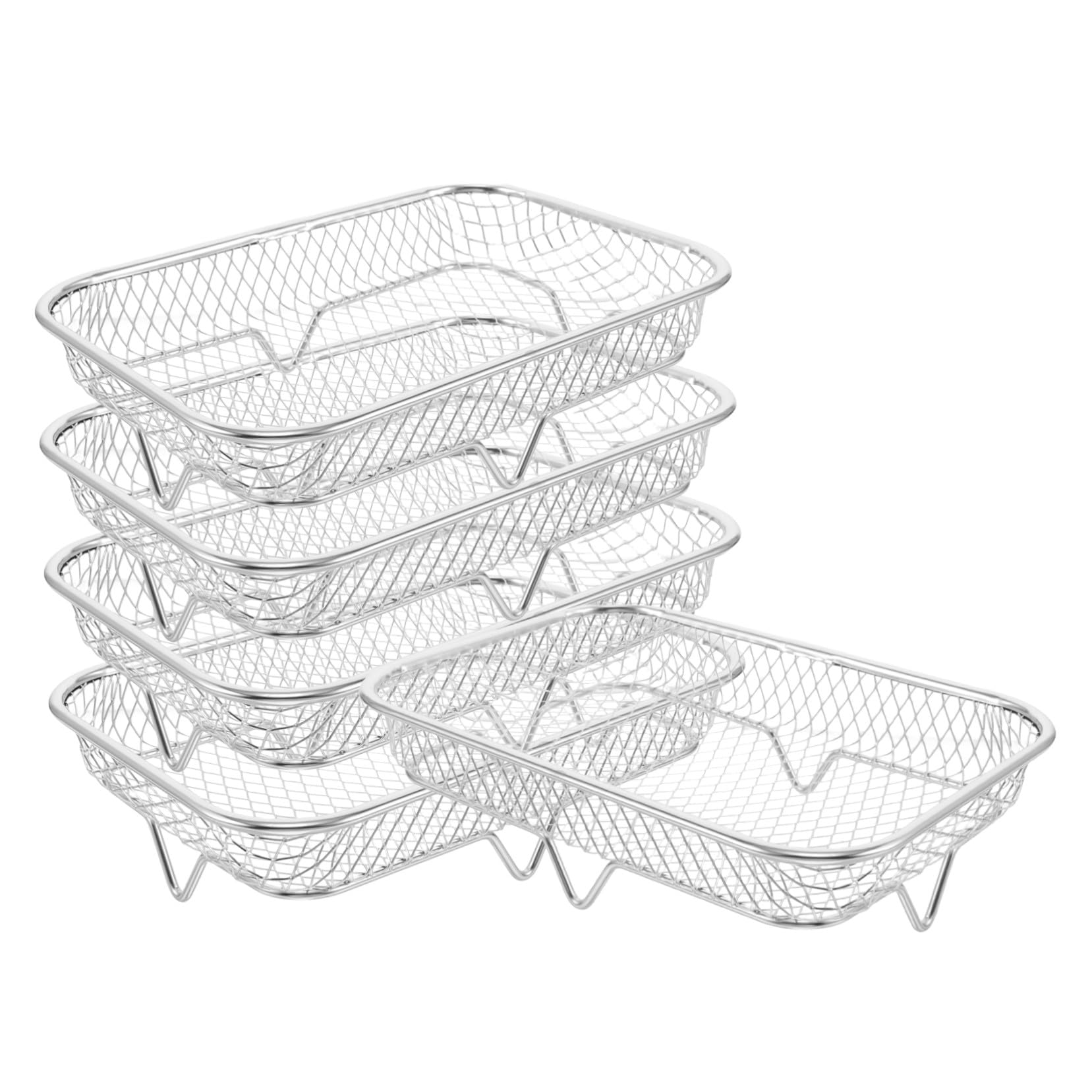 LABRIMP 5 Piezas Estantes Apilables para Freidora de Aire de Acero Inoxidable Rejillas Multifunción para Deshidratado Enfriamiento Horneado y Accesorios para Cocina y Barbacoa