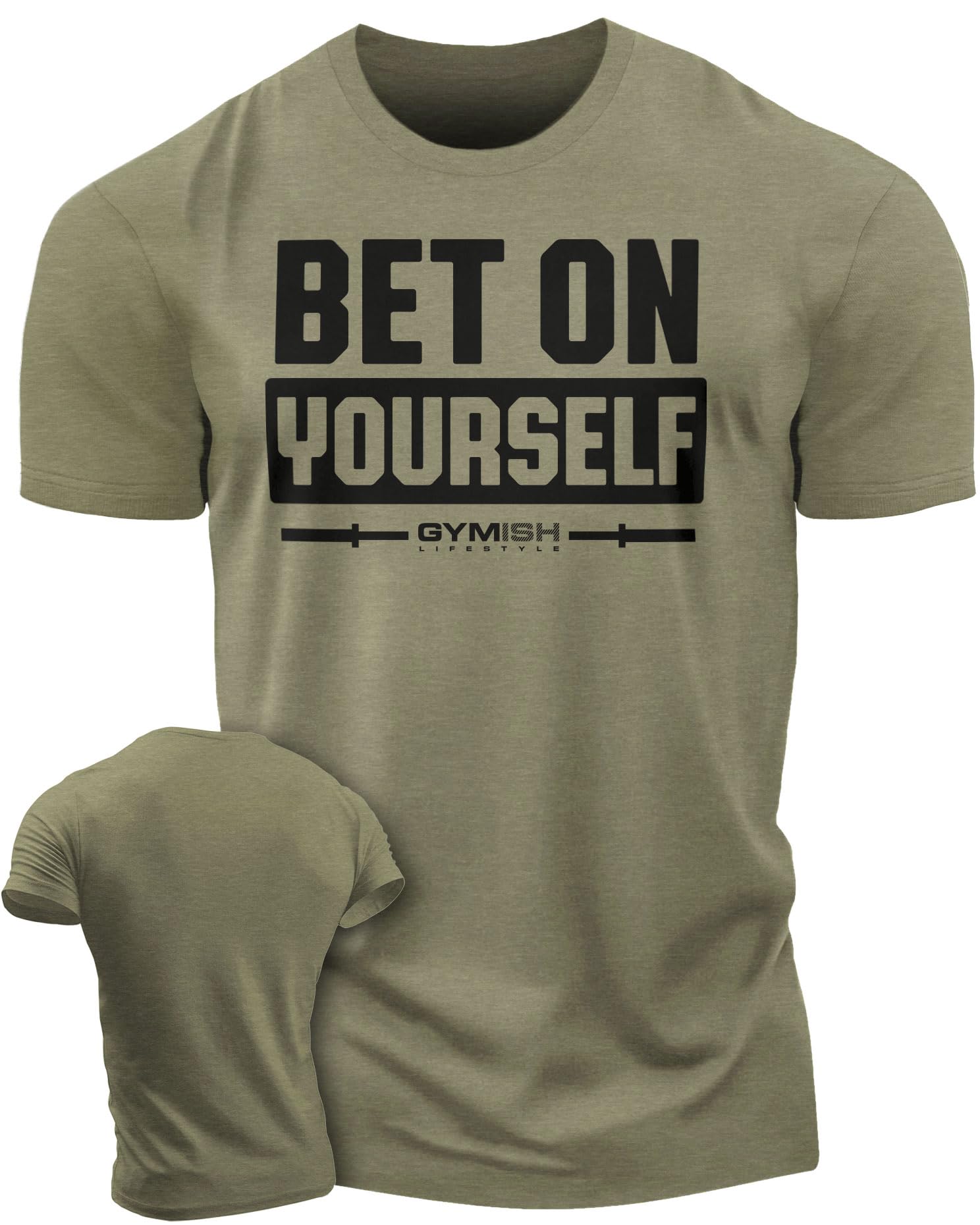 Gymish Lifestyle Bet On Yourself Workout Shirts for Men, Motivational Gym Shirts