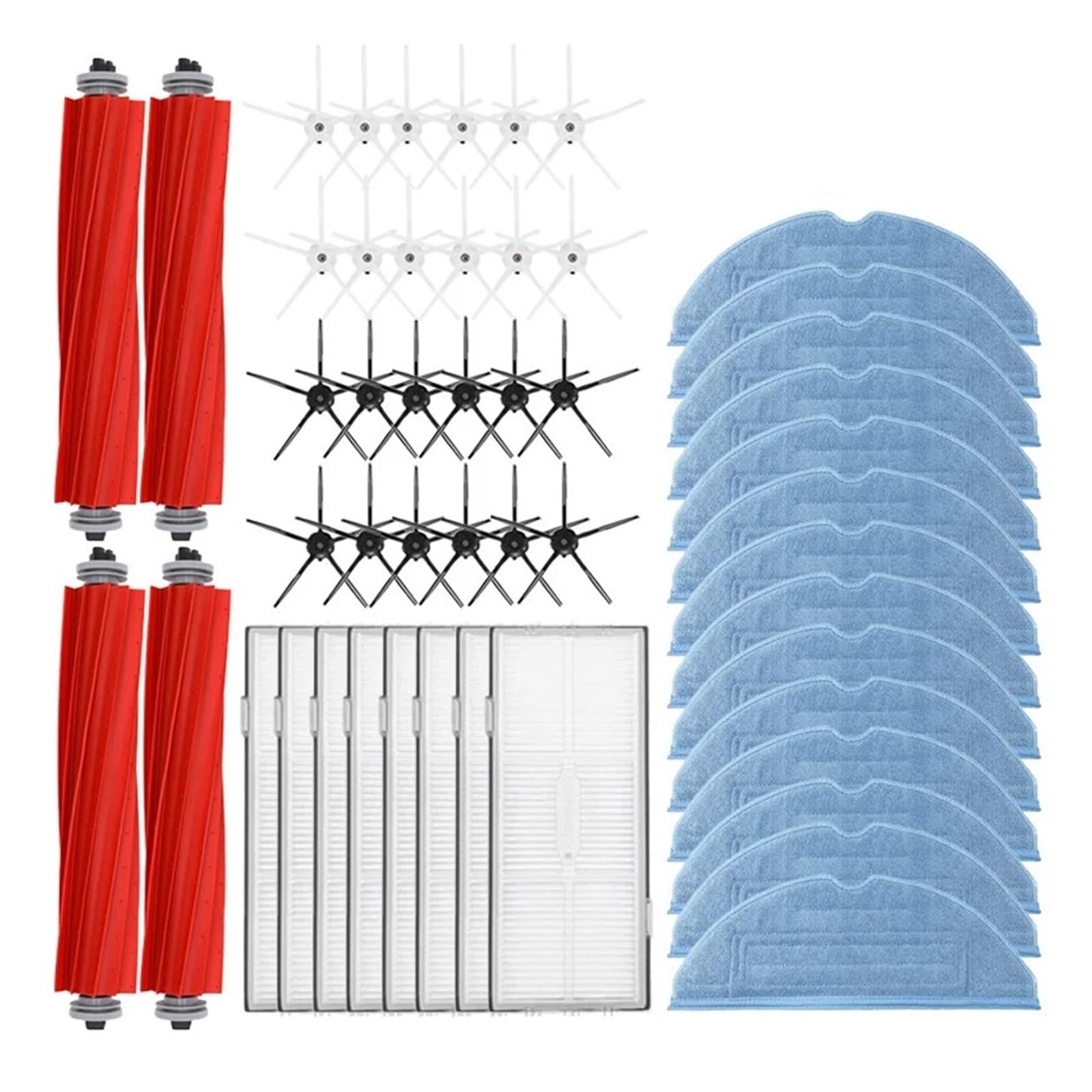 PORRSYDCD Main Brush Hepa Filter Mops Accessories，Compatible With Roborock S7 S70 S75 S7Max S7 Maxv Ultra T7S Plus S7 Pro Ultra Robot Vacuum Cleaner Parts(50PCS)