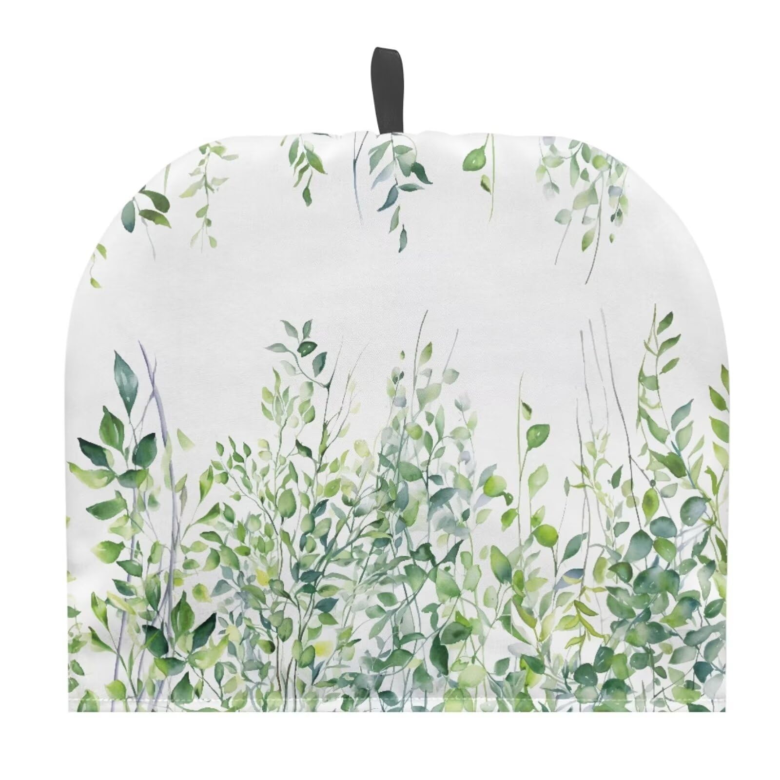 Tutolipy Classic Green Leaves Print Tea Cozy Cover Dust Proof Aesthetic Reusable Tea Pot Cover Warmth Keep Tea Kettle Protector Easy Storage