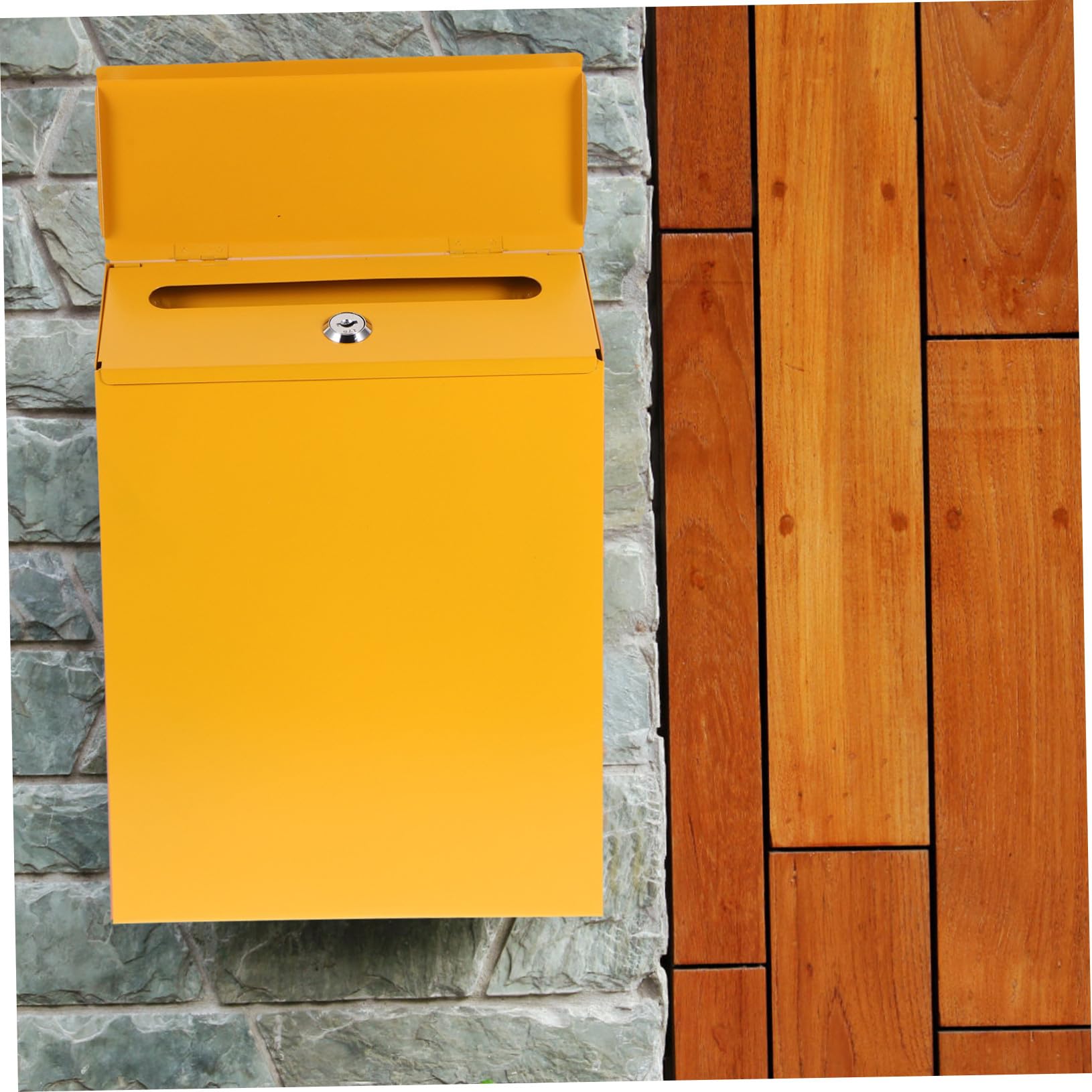 Abschließbarer Wandbriefkasten aus Eisen mit Großem Stauraum und Einfachem Design für Fabriken und Arbeitseinheiten Gelber Briefaufbewahrungsbox für Vertrauliche Post