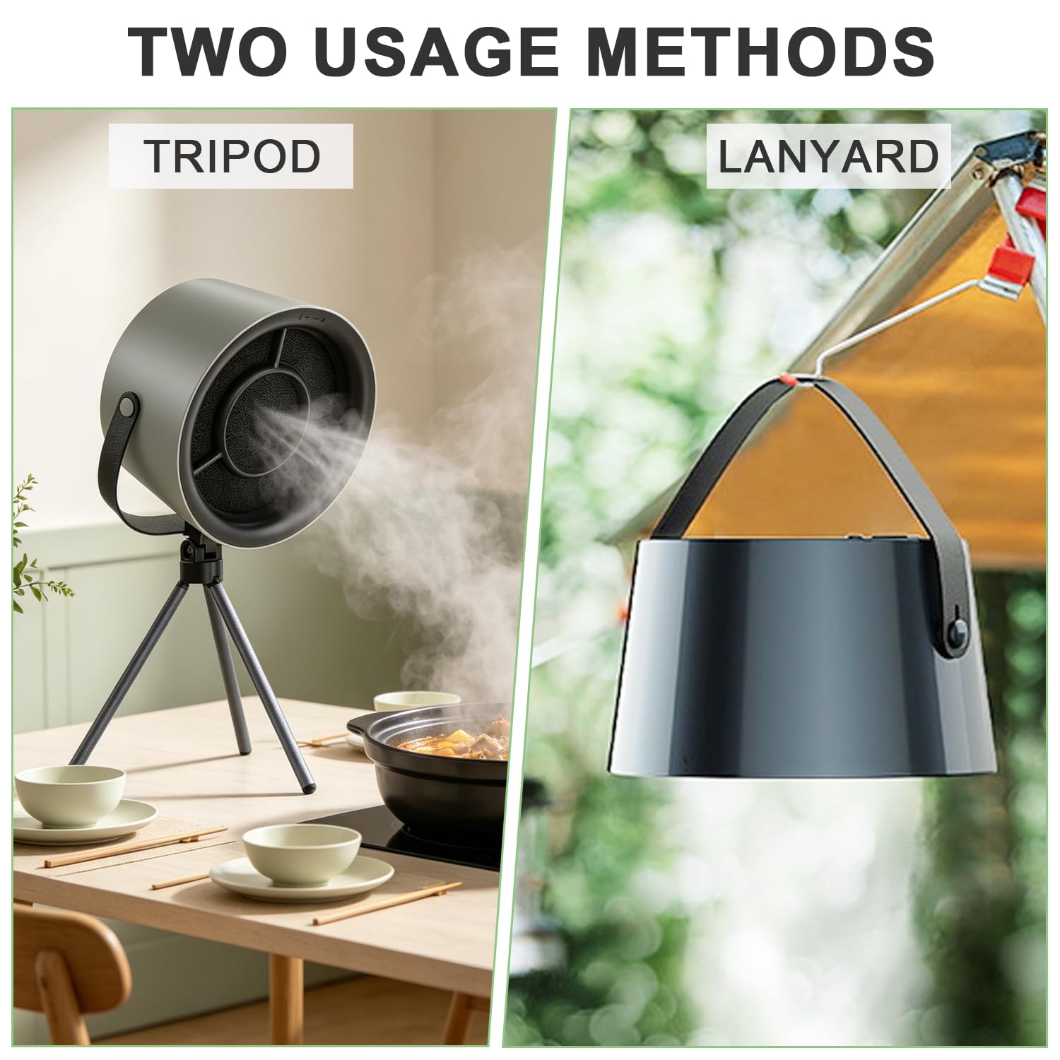 Mobile Dunstabzugshaube ohne Installation Tragbare Mini Abzugshaube 3-stufig leise abnehmbares Stativ Aufhängeseil für Wohnung RV Camping Outdoor BBQ Raclette