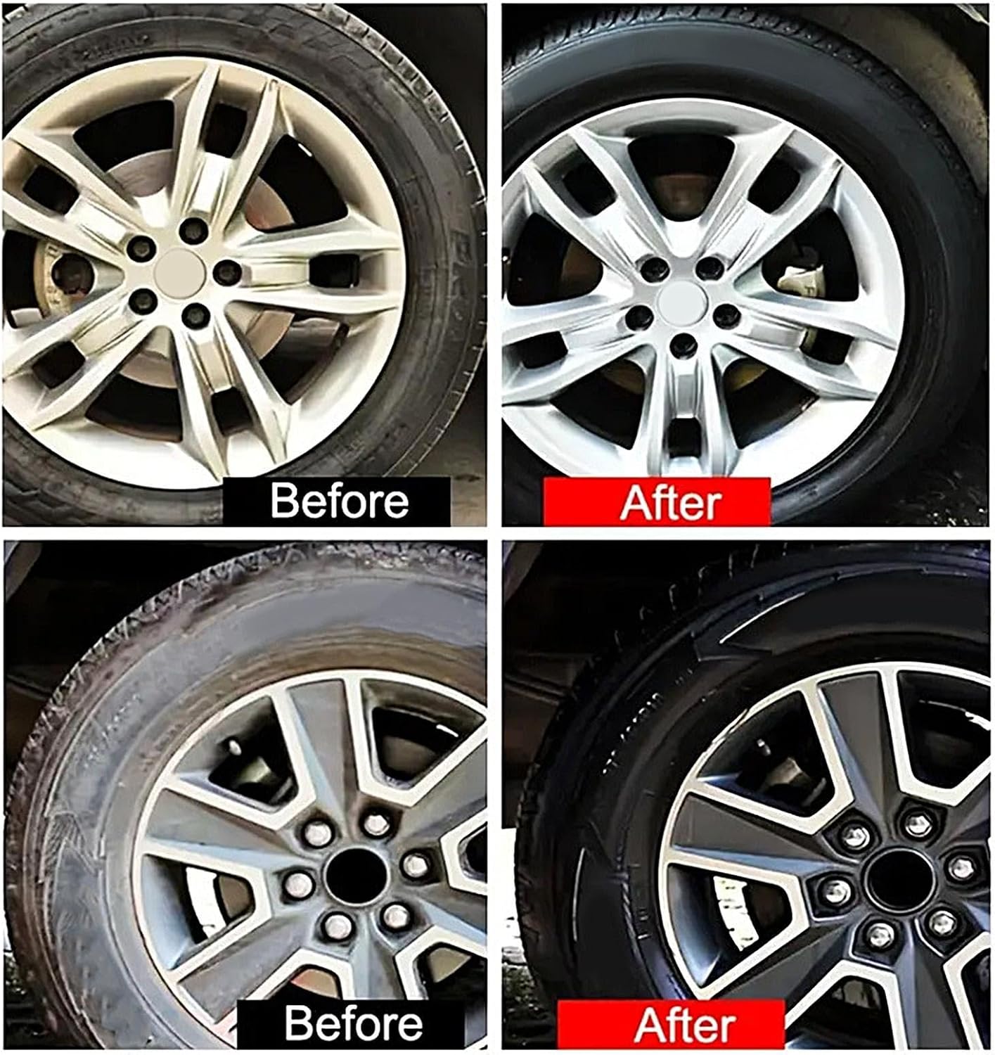 Car Tire Shine Balm, 150g Wheel Rim Cleaning Paste with Sponge Applicator, Waterproof Gloss Restorer for Car Truck SUV RV Trailer Exterior Automotive Care