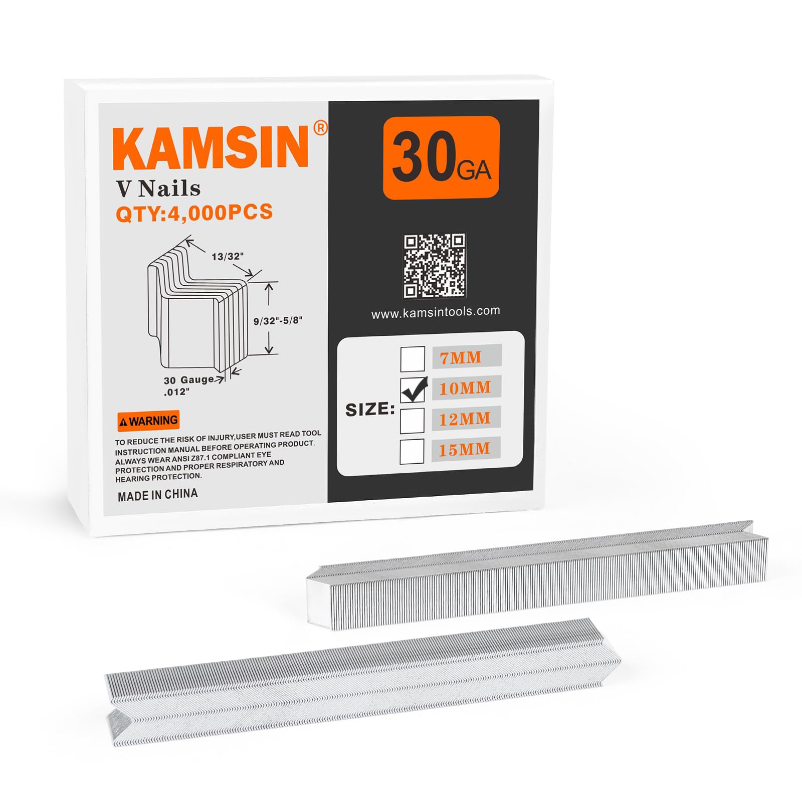 Clous en V de 10 mm anti-fendage pour pistolet pneumatique d'atelier