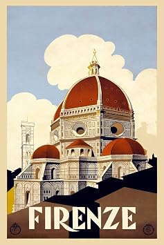 Magnet 1930s Firenze Florence Italy Duomo Vintage Style Italian Travel Magnet Vinyl Magnetic Sheet for Lockers, Cars, Signs, Refrigerator 5"