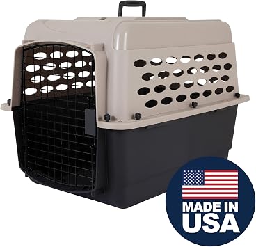 Petmate Vari Dog Kennel, Portable Pet Carrier, Taupe and Black, 28in