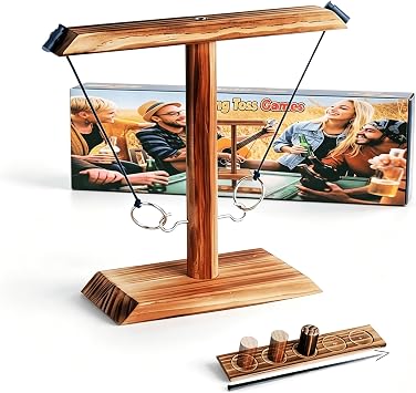 Ring Toss Game, Ring Throwing Game with Shot Put, Hook and Ring Throwing Game for Adults Kids, Fun Hook and Ring Game with Ladder