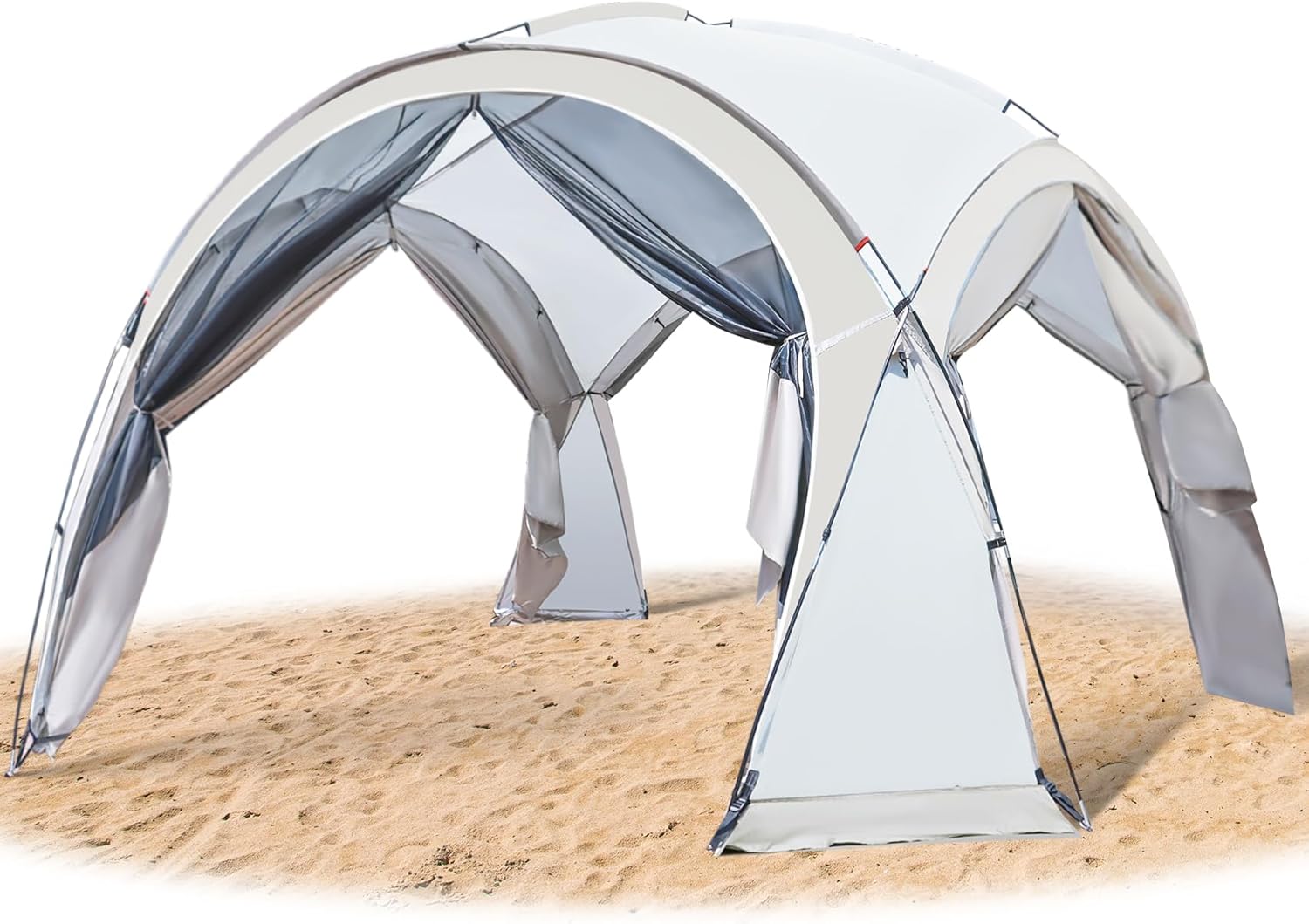 Large Beach Canopy Tent 14 X 14ft, UPF 50+ Pop Up Sun Shelter for 8-10 Person, Portable Beach Sun Shade with Side Walls for Camping, Fishing, Backyard, Fishing, Parties, Picnics