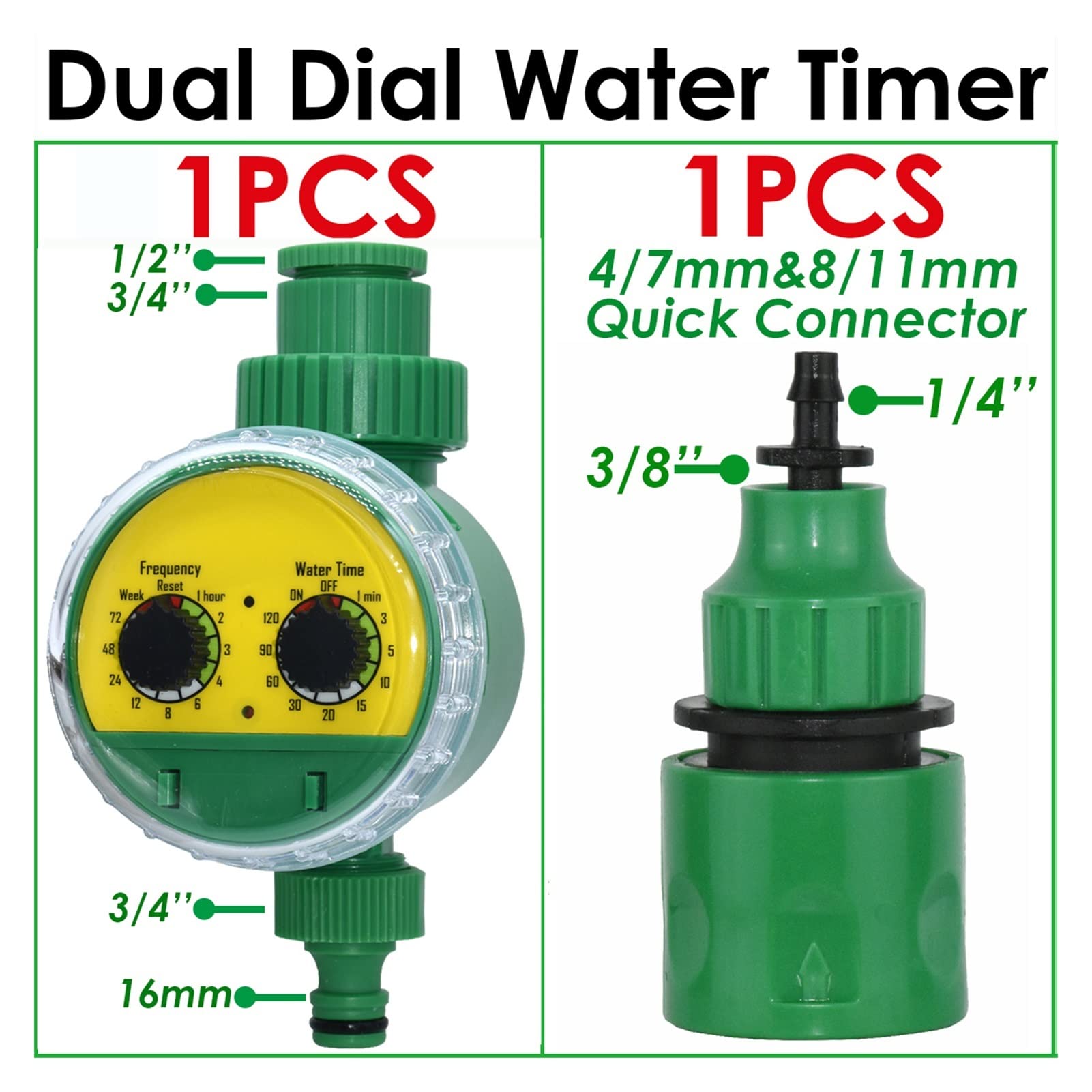Kit di irrigazione a goccia 30-50M valvola a sfera timer giardino irrigazione automatica accessori balcone kit gocciolamento esterno ugello regolabile (colore: doppio quadrante TImer)