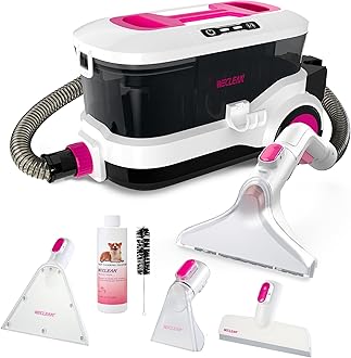 WECLEAN Carpet Cleaner Machine and Stain Remover for Deep Cleaning Upholstery for Carpets Rugs and Fabric Seats,800W 18Kpa，3L Clean Tank and 1.5L Dirty Tank, Pink