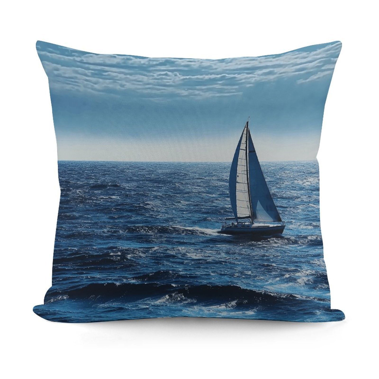 VstaDank Blue Sea Sailboat Throw Pillow Cover Soft Square Cushion Cover Art Artwork Pillow Covers Mordern Couch Pillow Covers Decorative Cushion Case for Chair Couch Bedroom Living Room