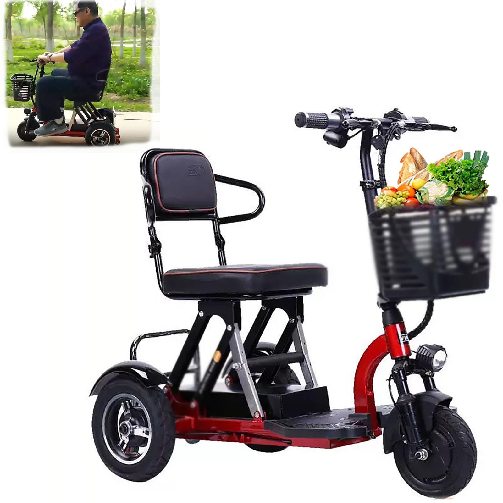 Mobilité éLectronique 3 Roues, Scooter de Mobilité éLectrique Pliable, UltraléGer, Compact, Longue PortéE, Avec Batterie Amovible Une Charge Maximale de 160 Kg