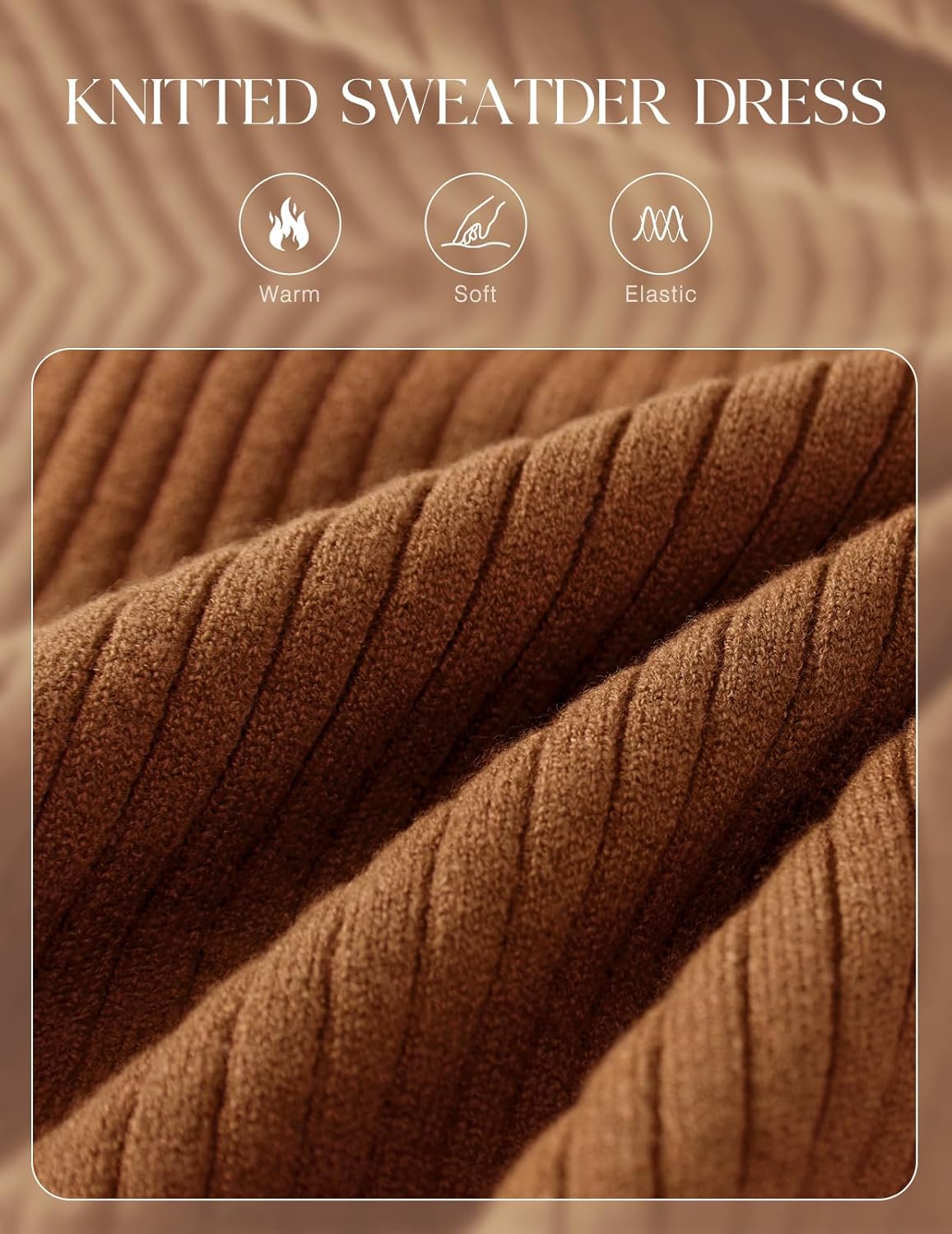 Bbonlinedress Women Long Sleeve Knit Sweater Dress Bodycon Mini Casual Pullover Ribbed Sweater Ruffle V-Neck Fall Dress - Image 5