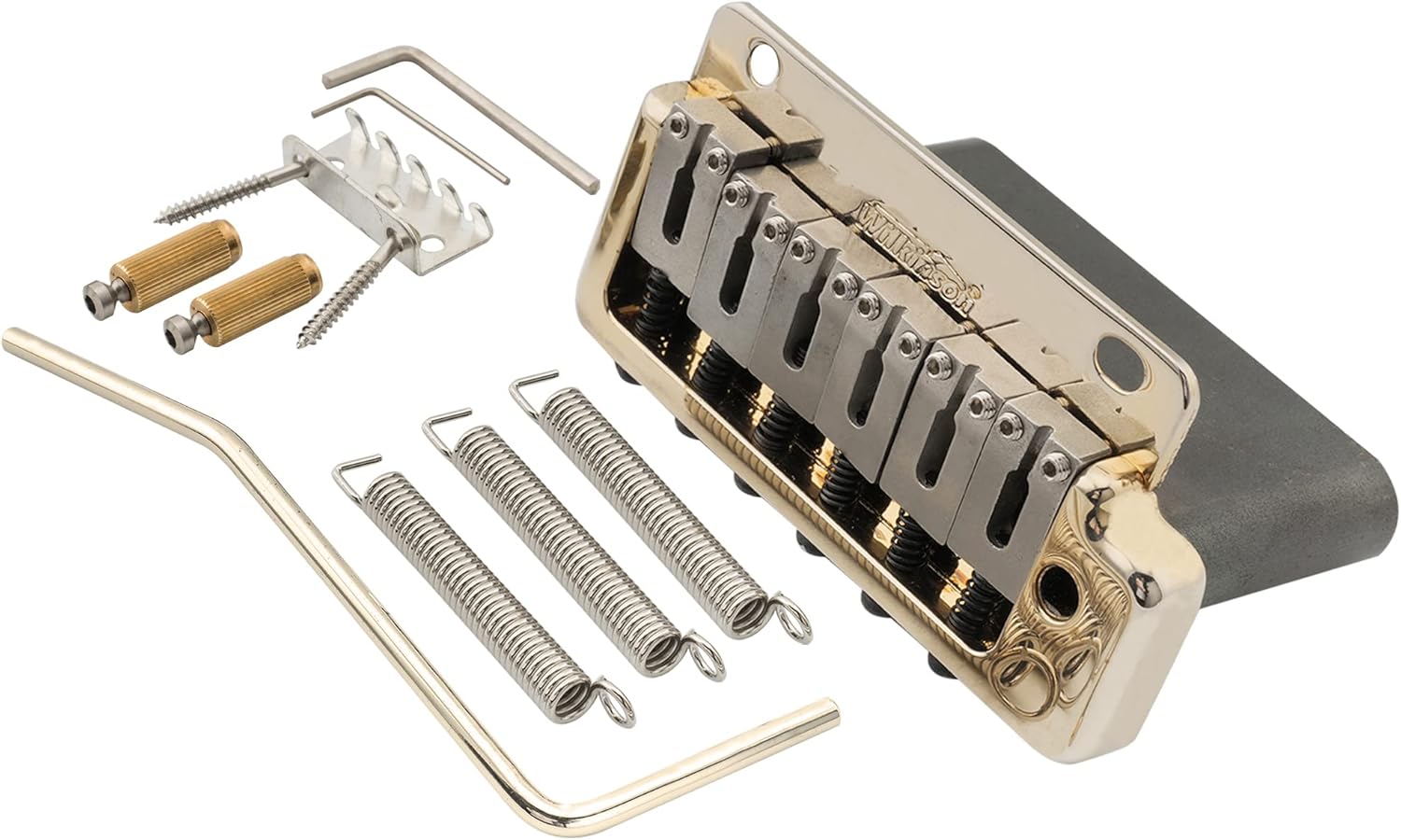 Wilkinson WVP2-SB 54mm 2-Point Tremolo Bridge with Stainless Steel Saddles Steel Block for Japan/Korea Import Strat Electric Guitar, Gold