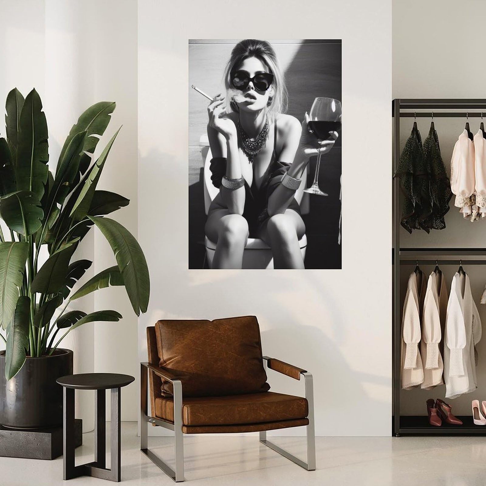 Anime Girl On Toilet Drinking Poster - 08x12 Inch Canvas Wall Art For Bedroom & Living Room Decor