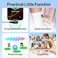 Vista 9 de Mini Wireless Lavalier Microphone for iPhone ipad Android, Noise Reduction and Mute, 33h Charging Case, AI Voice Changer, 131FT Range, Mini Lapel