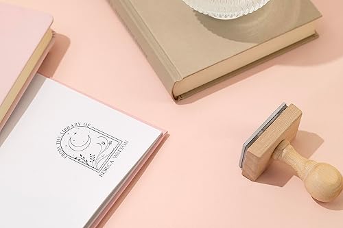 Miniatura 8 de Stamp By Me - Grabador de libros personalizado  Grabador automático  Sello de libro personalizado  Diseño floral de sello de biblioteca