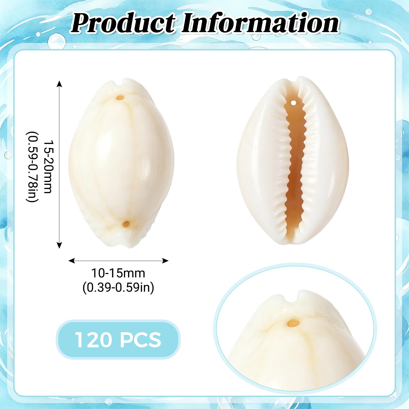 Perline a Forma di Conchiglia, 120 Pezzi Spiaggia Naturale di Conchiglie, Conchiglia con Foro, Conchiglie Piccole Decorative, per Realizzare Bracciali, Collane, Orecchini e Cavigliere