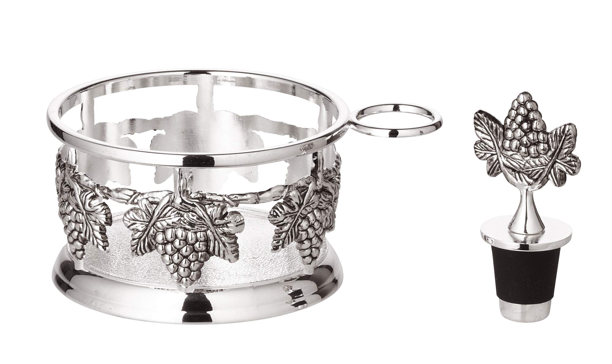 EDZARD présentoir à Bouteilles Raisins, avec Capuchon, Argent Noble, diamètre 9 cm, Hauteur 10 cm