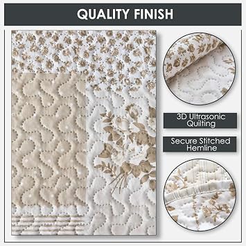 Emma Barclay Cotswold - Quilted Patchwork Bedspread Set in Natural - Single