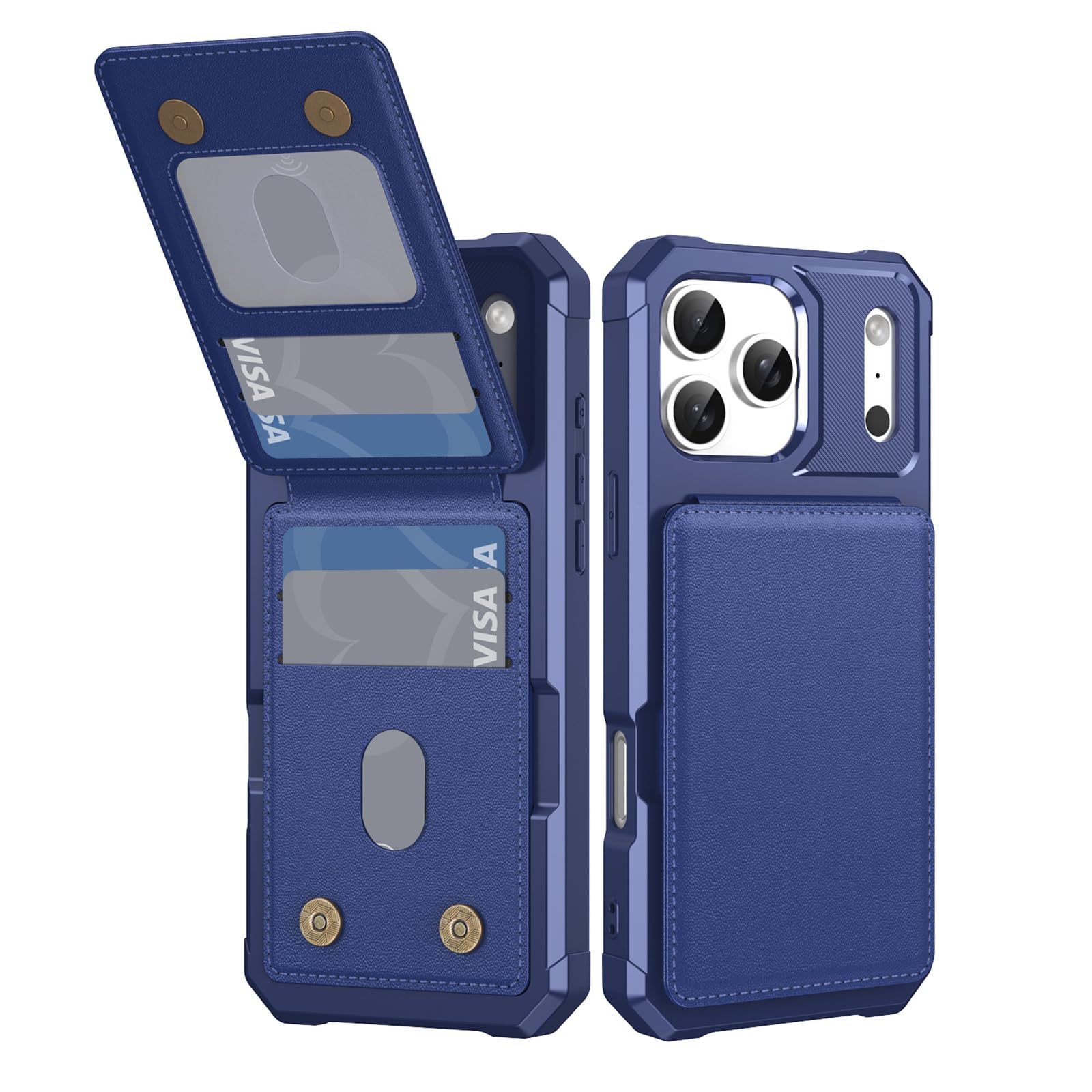 Wallet Case for iPhone 17 Pro MaxLeather Card Slot Holder Back Cover Kickstand Function Shockproof Shell,Blue,17 Pro Max