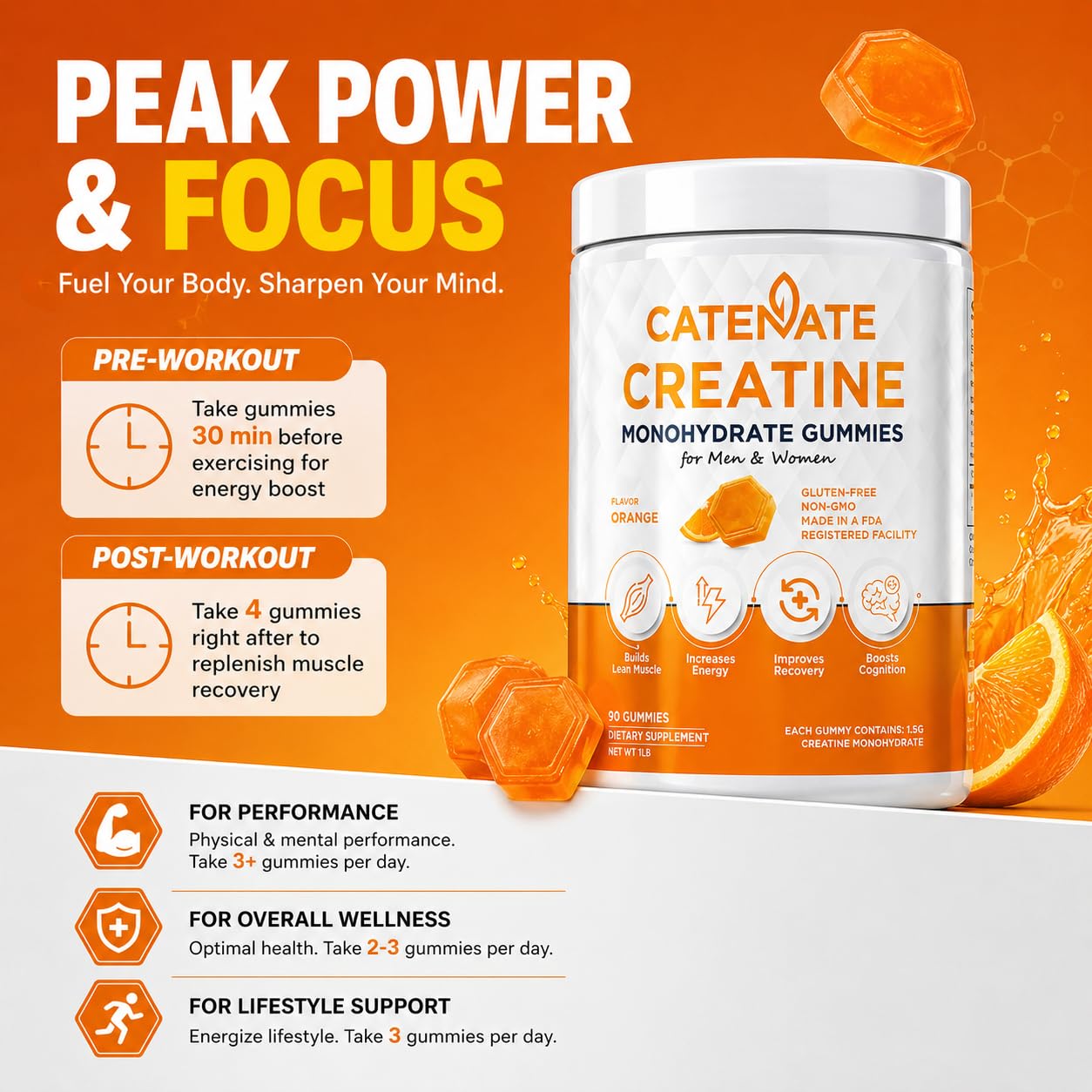 Creatine Monohydrate Gummies for Women & Men, Orange — Amazon image 6