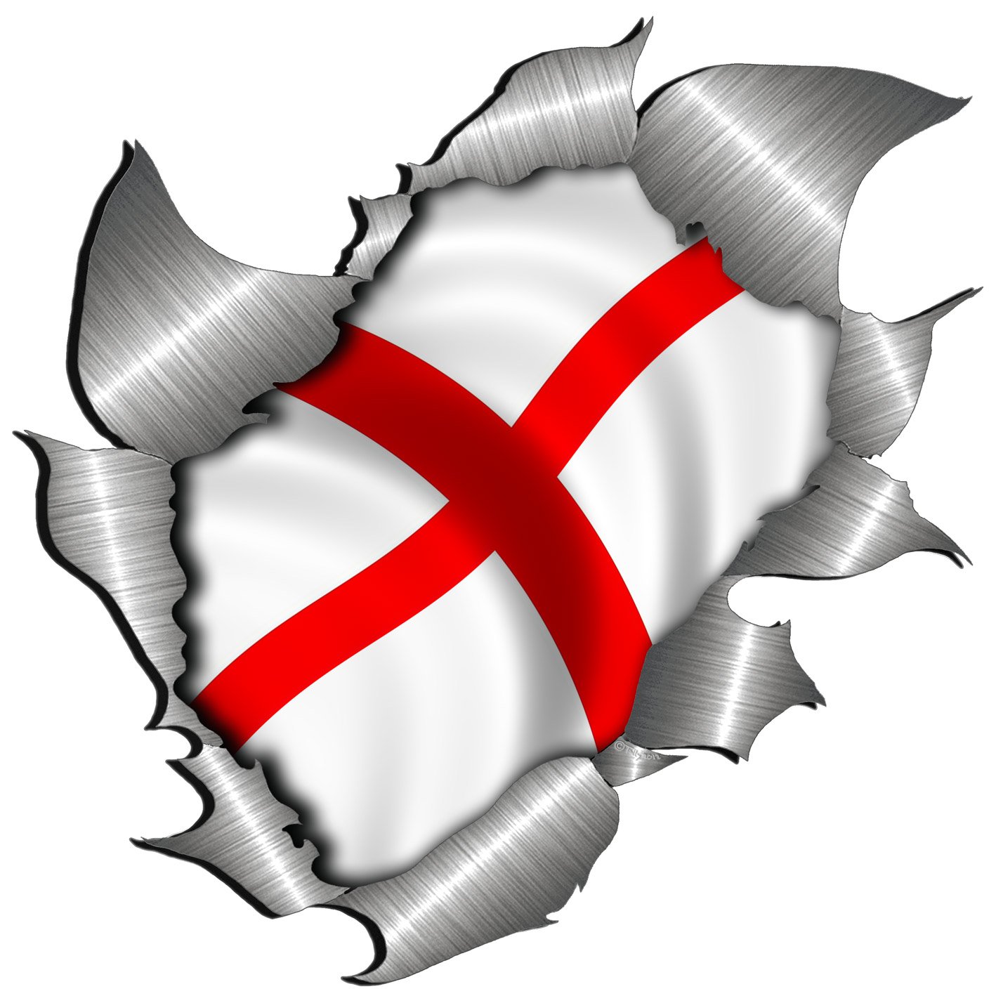 Totally Graphics small size St George Cross Flag Metal Rip Open Sticker