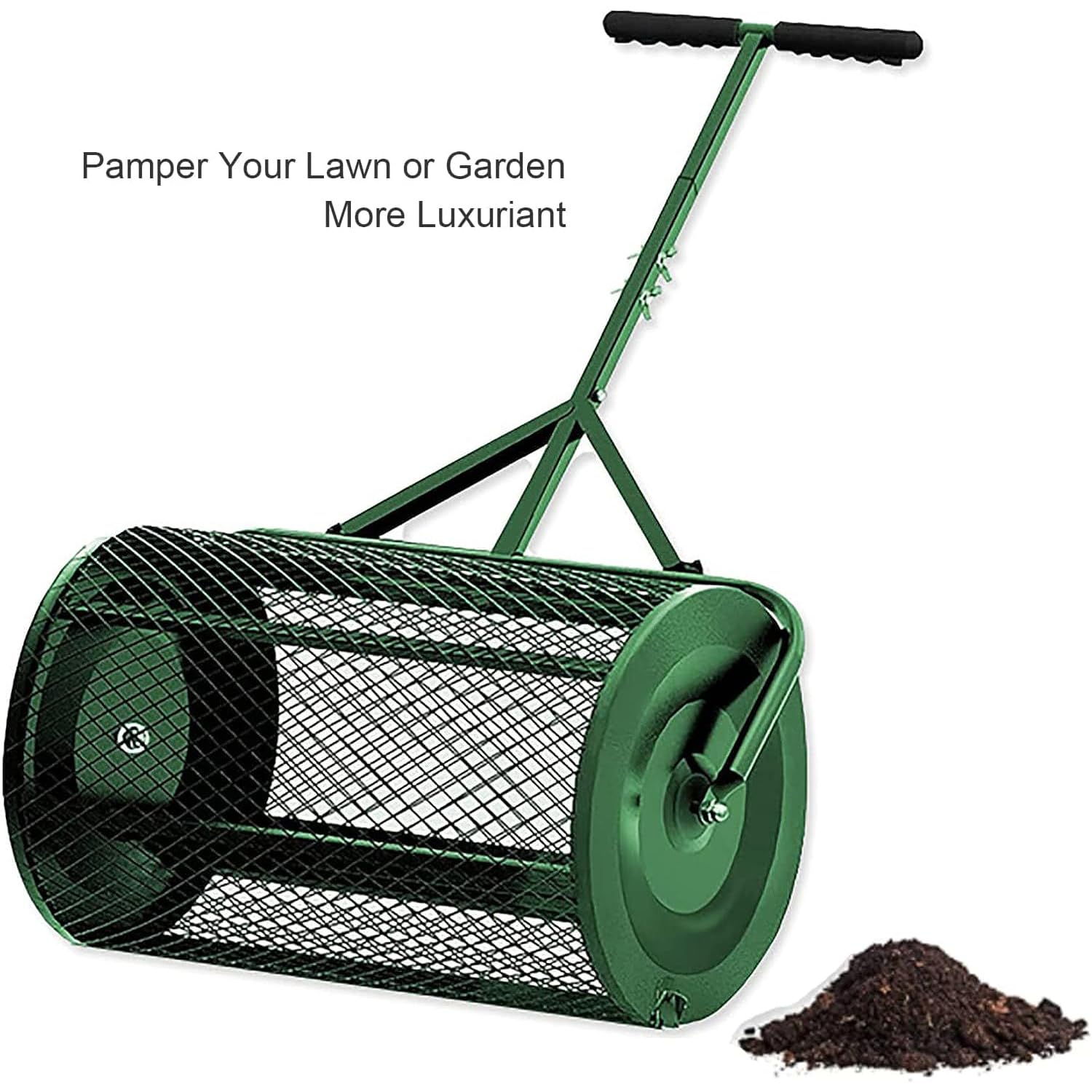 Esparcidor de abono para jardín y césped, mango ajustable en forma de T para plantar y sembrar, esparcidor duradero y ligero para aderezo superior