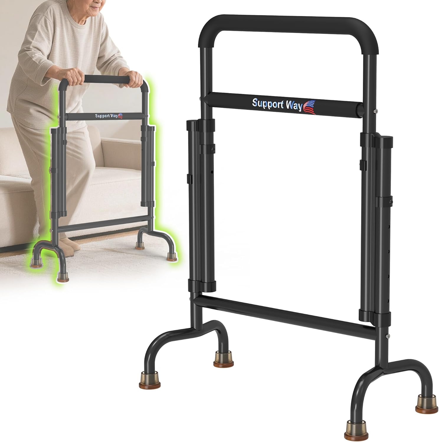 Stand Assist for Chair & Couch – Reinforced Dual-Tube Design, Height Adjustable Mobility Aid for Seniors, Lightweight Metal Frame with 600lb Capacity