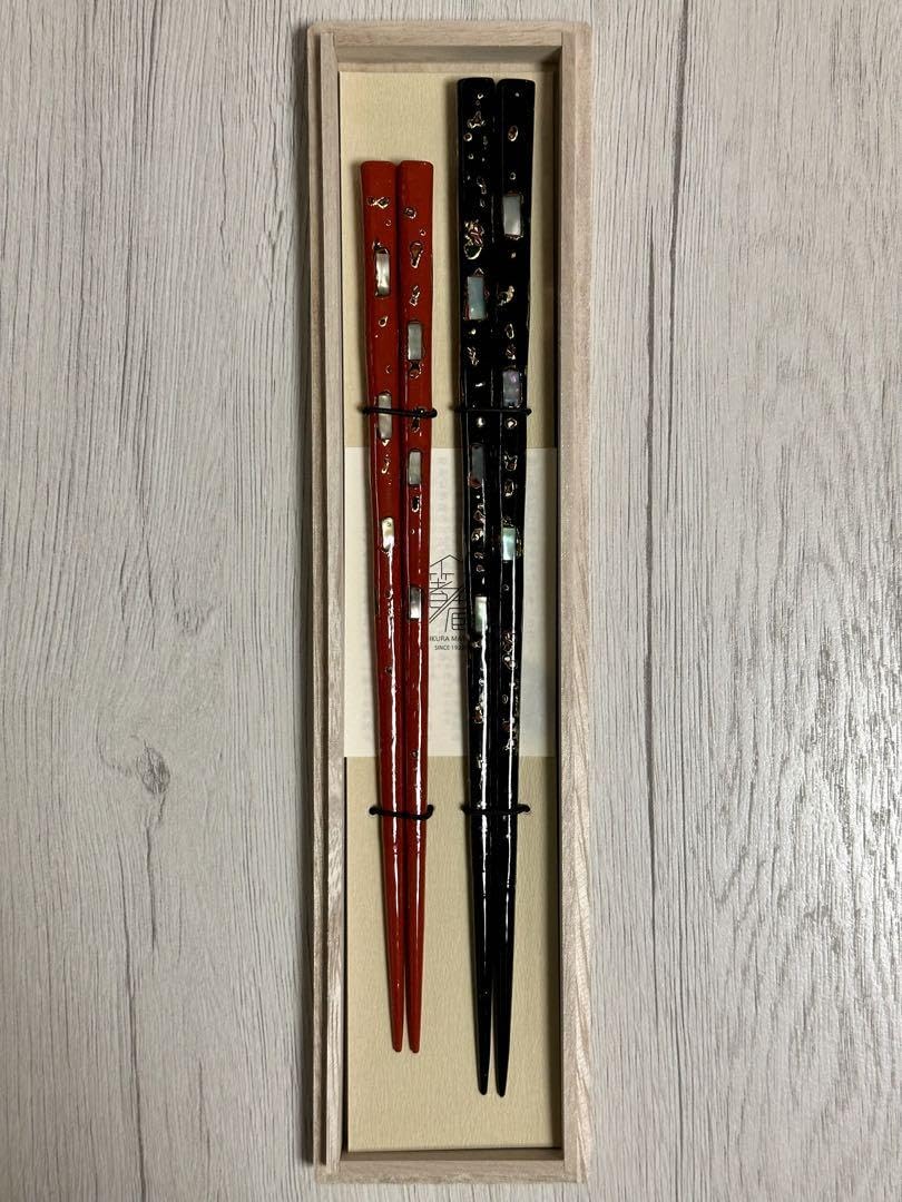 夫婦箸　箸蔵まつかん　桐箱入伝統工芸士 古井正弘作　桐箱夫婦置貝　高級箸 夫婦箸箸蔵まつかん桐箱入伝統工芸士 古井正弘作桐箱夫婦置貝高級箸